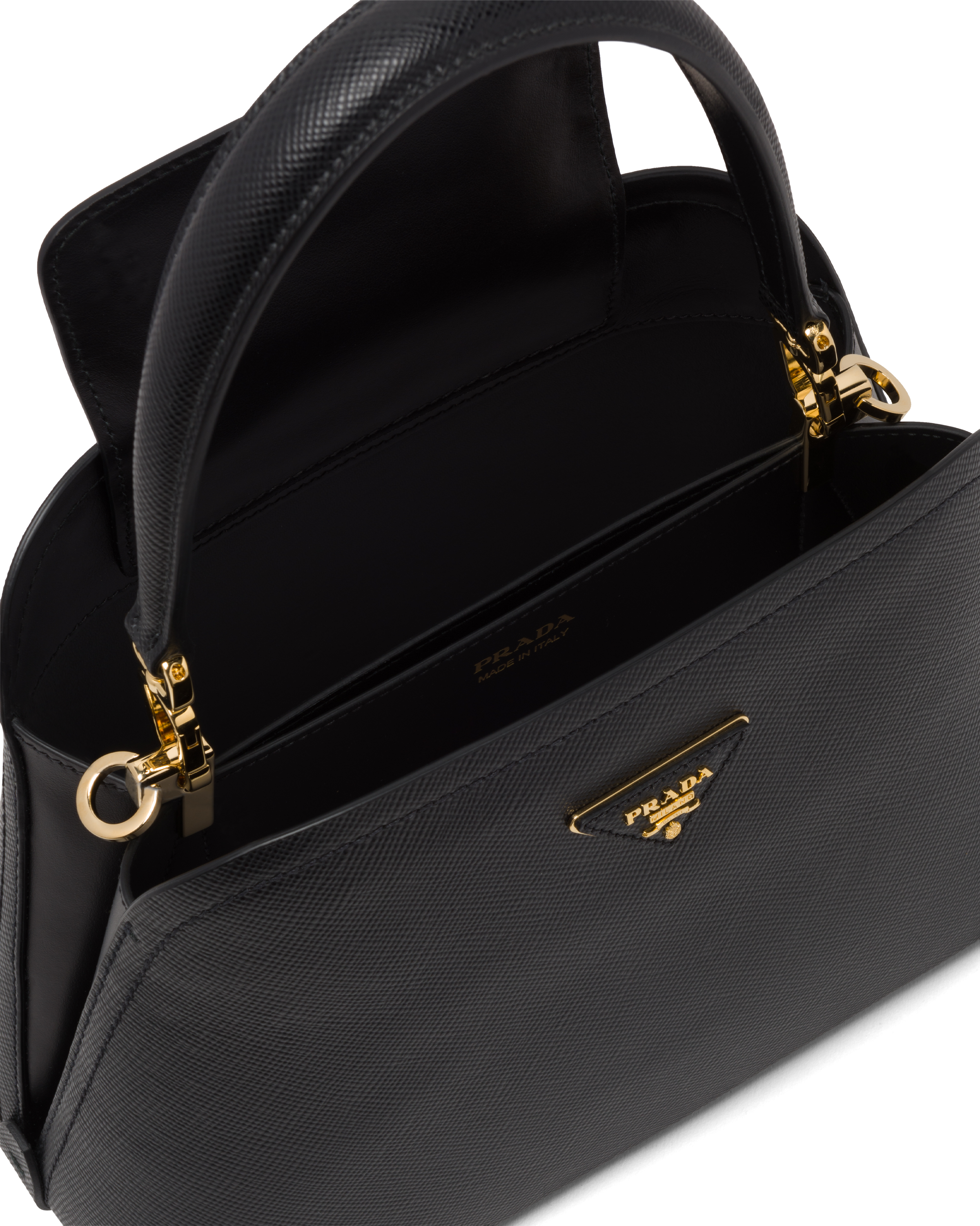 Prada Saffiano Cuir Medium Matinee Handle Bag - White Totes