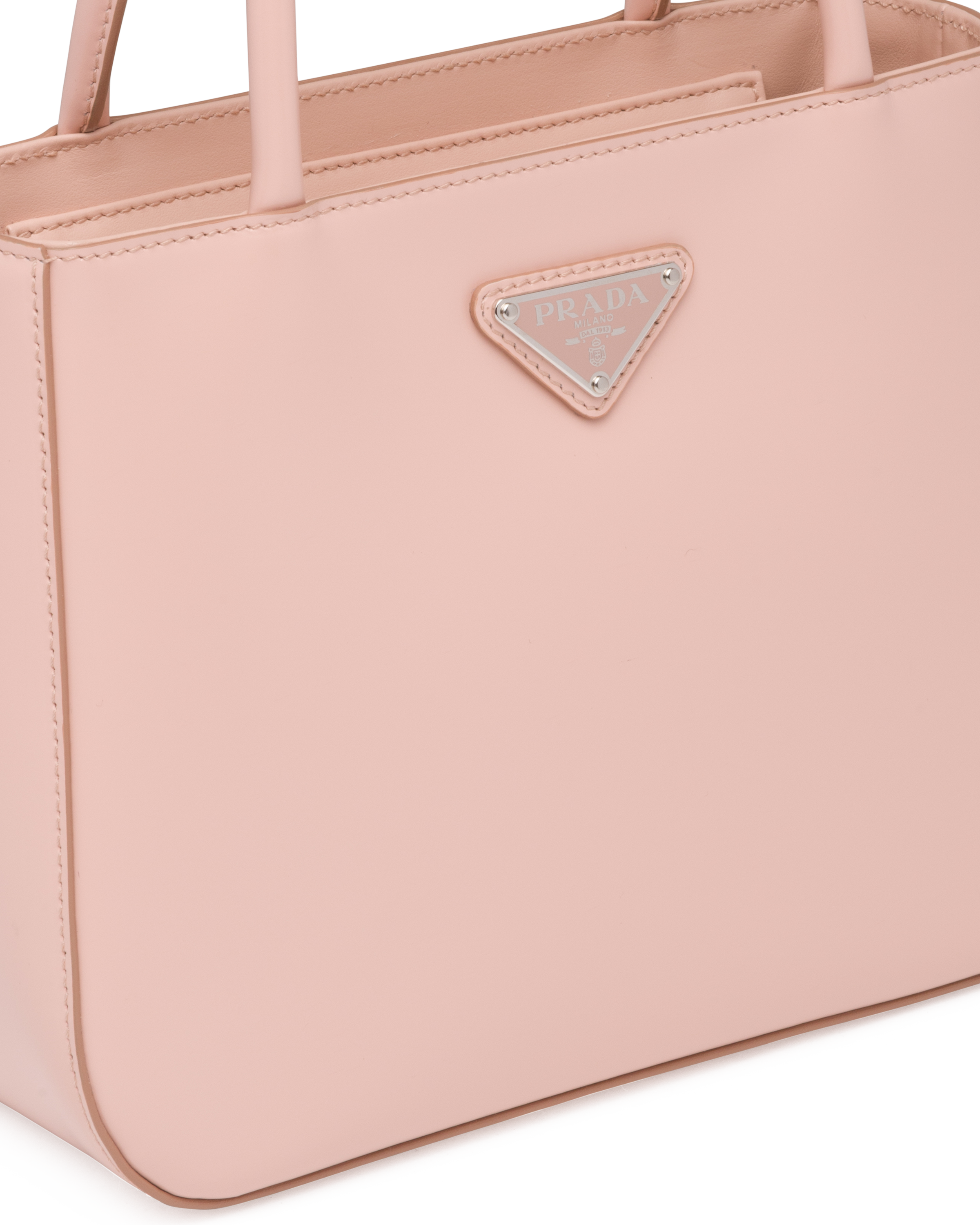 オーキッドピンク ブラッシュドレザー ハンドバッグ Prada