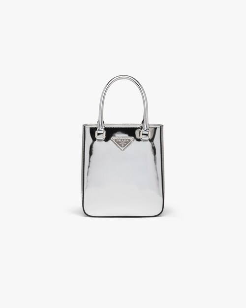 prada black handbag silver hardware