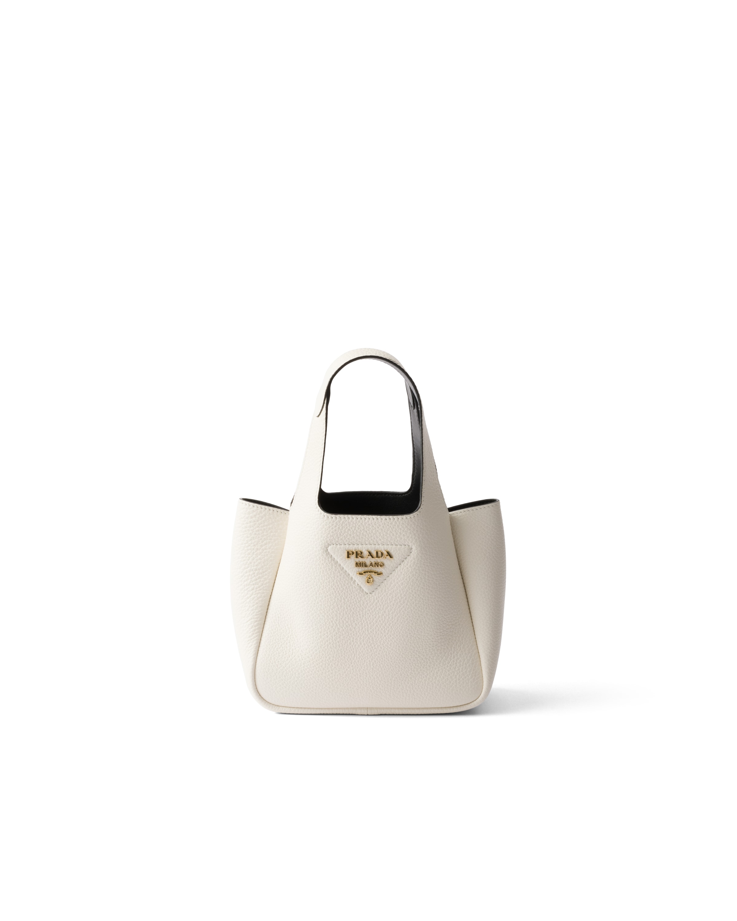 Prada Borsa A Mano Mini In Pelle, Donna, Bianco/nero