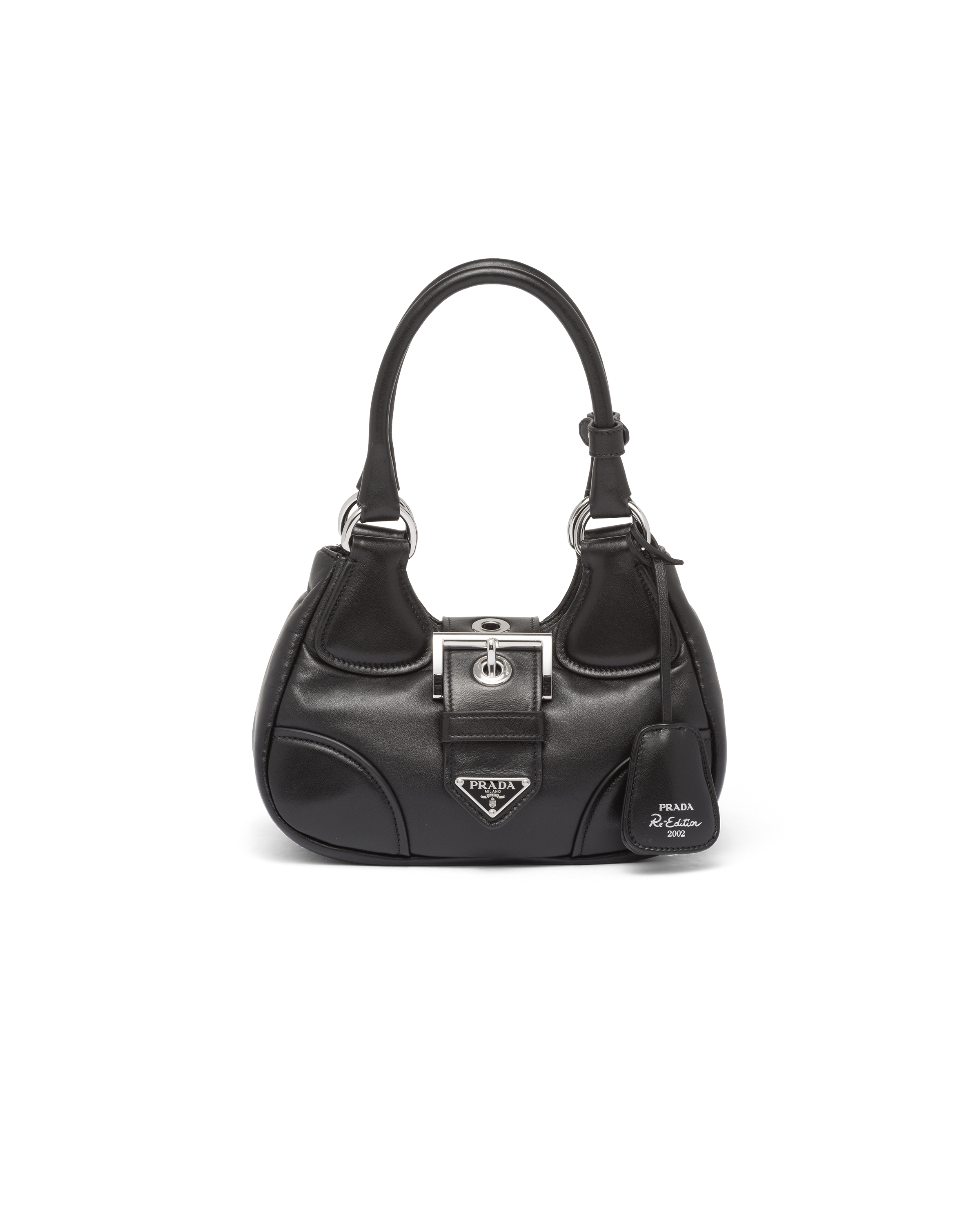 Shop Prada Moon Tasche Aus Gepolstertem Nappa-leder In Black