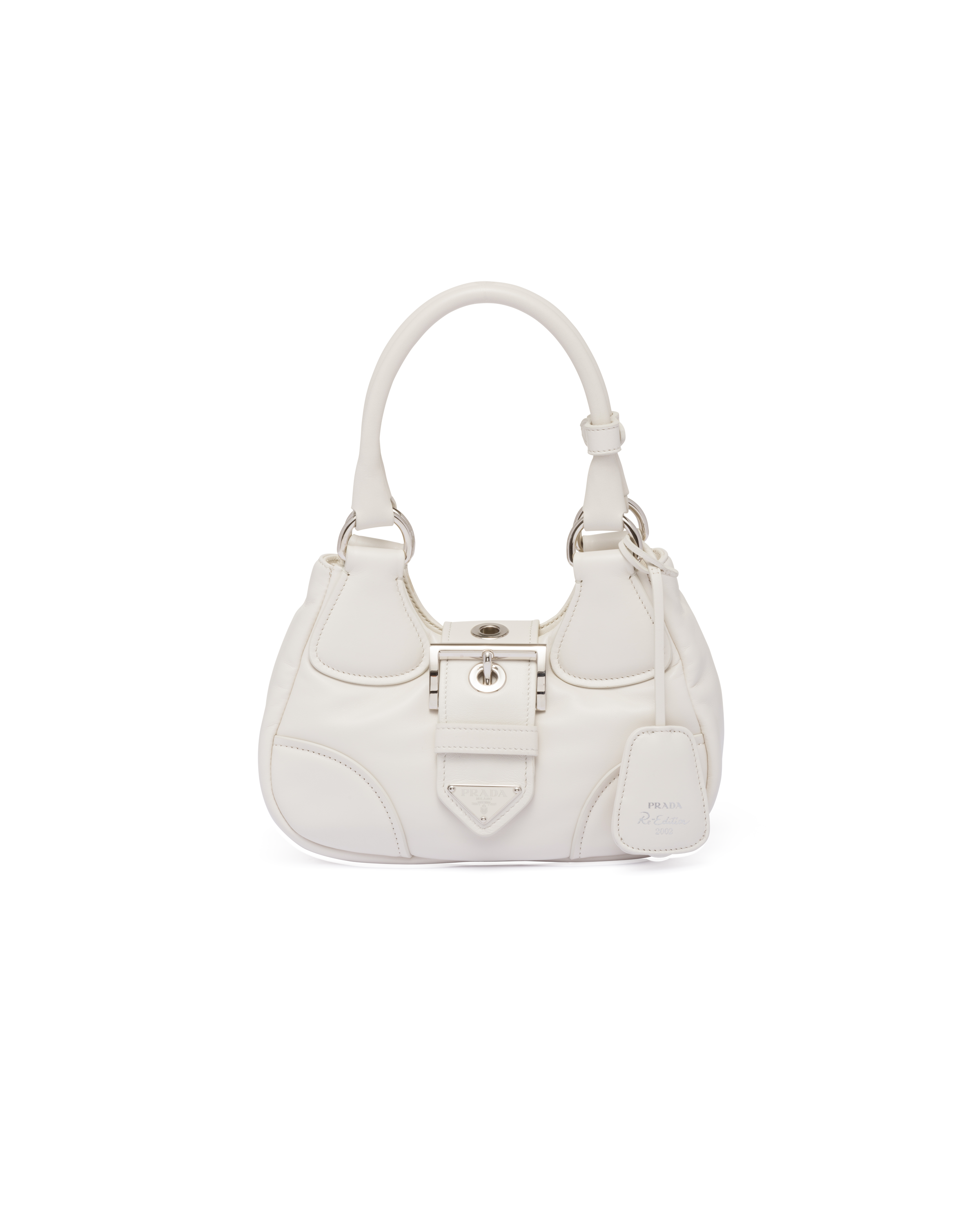 Shop Prada Moon Padded Nappa-leather Bag In White