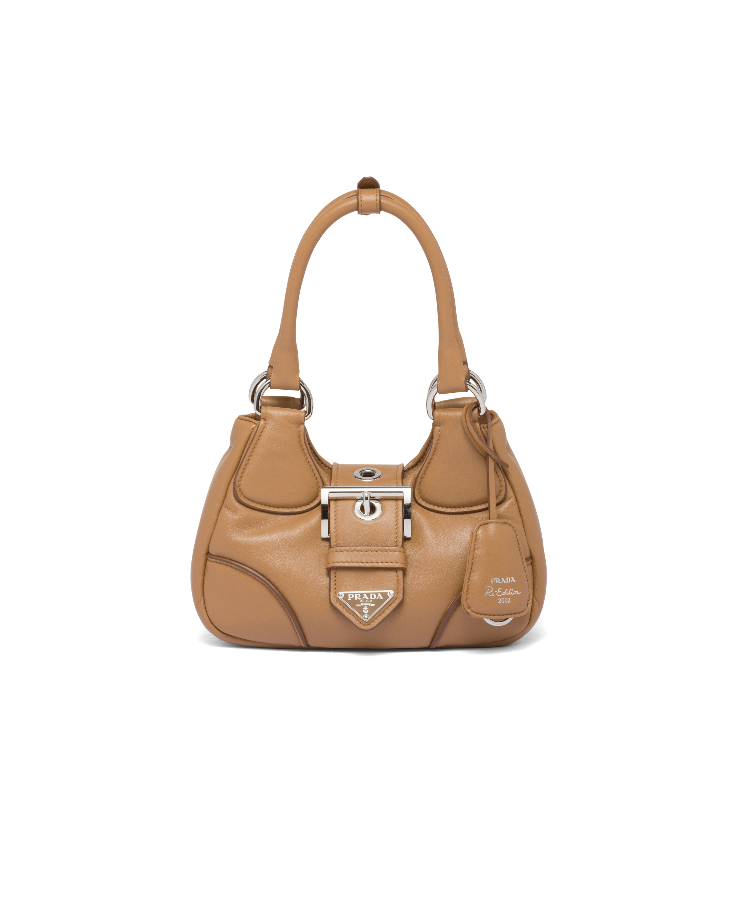 Shop Prada Moon Padded Nappa-leather Bag In Caramel