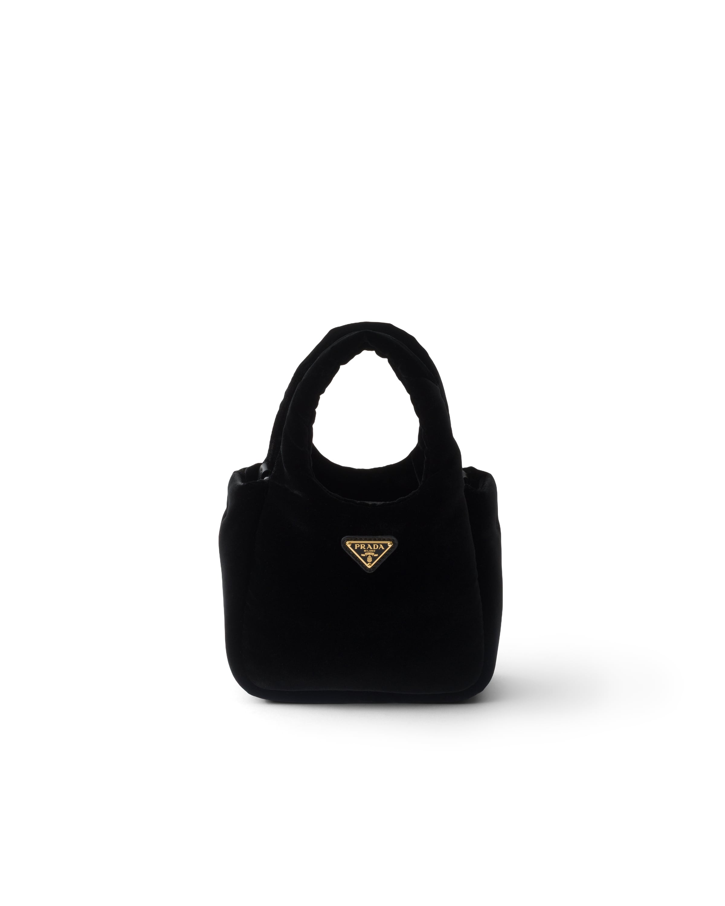 Prada Borsa A Mano Mini In Velluto Con Imbottitura, Donna, Nero