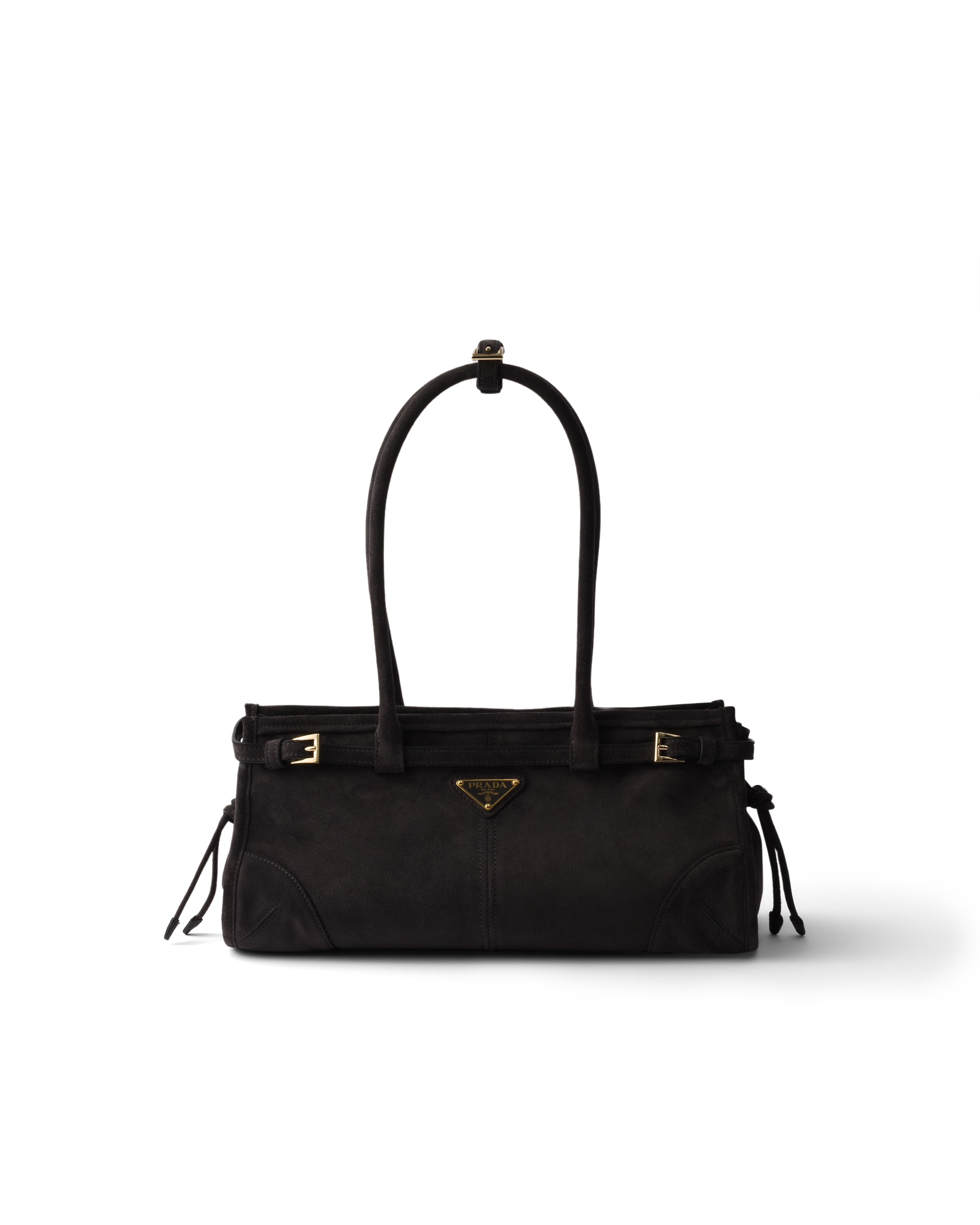 Sac À Main Prada Bonnie En Veau Velours, Femme, Gris Anthracite
