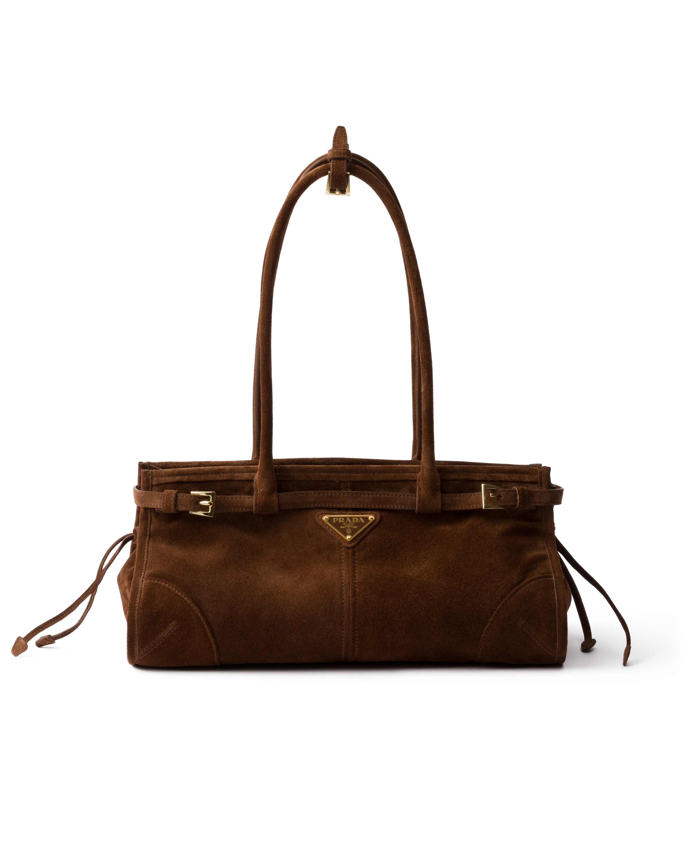 Sac À Main Prada Bonnie En Veau Velours, Femme, Marron Cacao