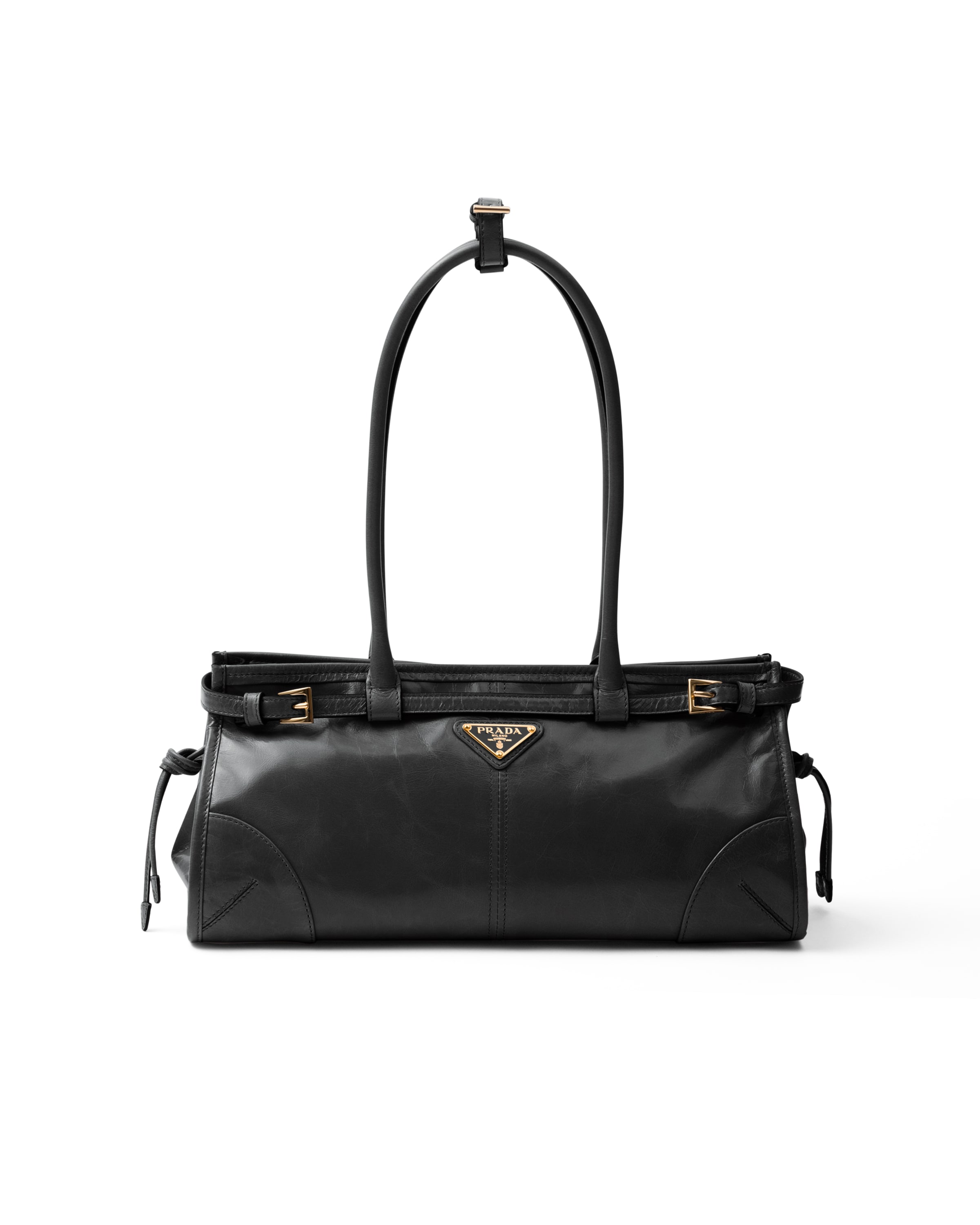 Prada Bonnie Mittelgroße Handtasche Aus Leder, Damen, Schwarz