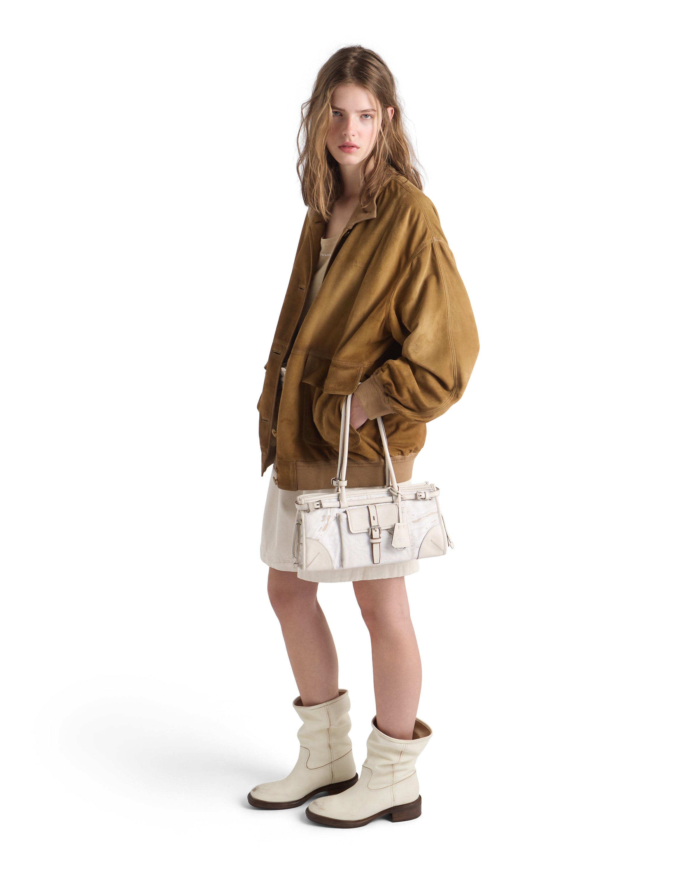 Prada White Bonnie Medium Shoulder Bag