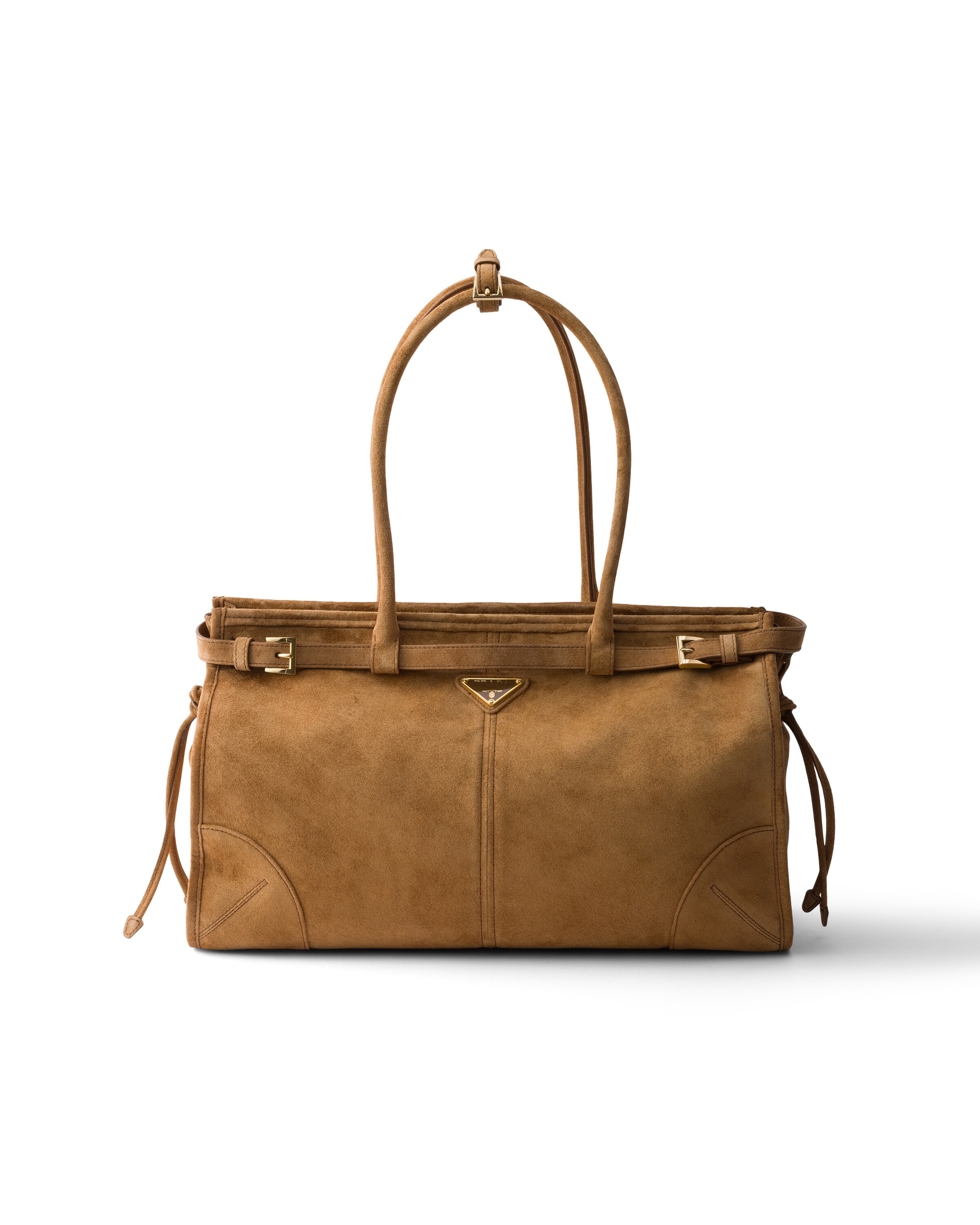 Prada Bonnie Handtasche Aus Wildleder, Damen, Zimt