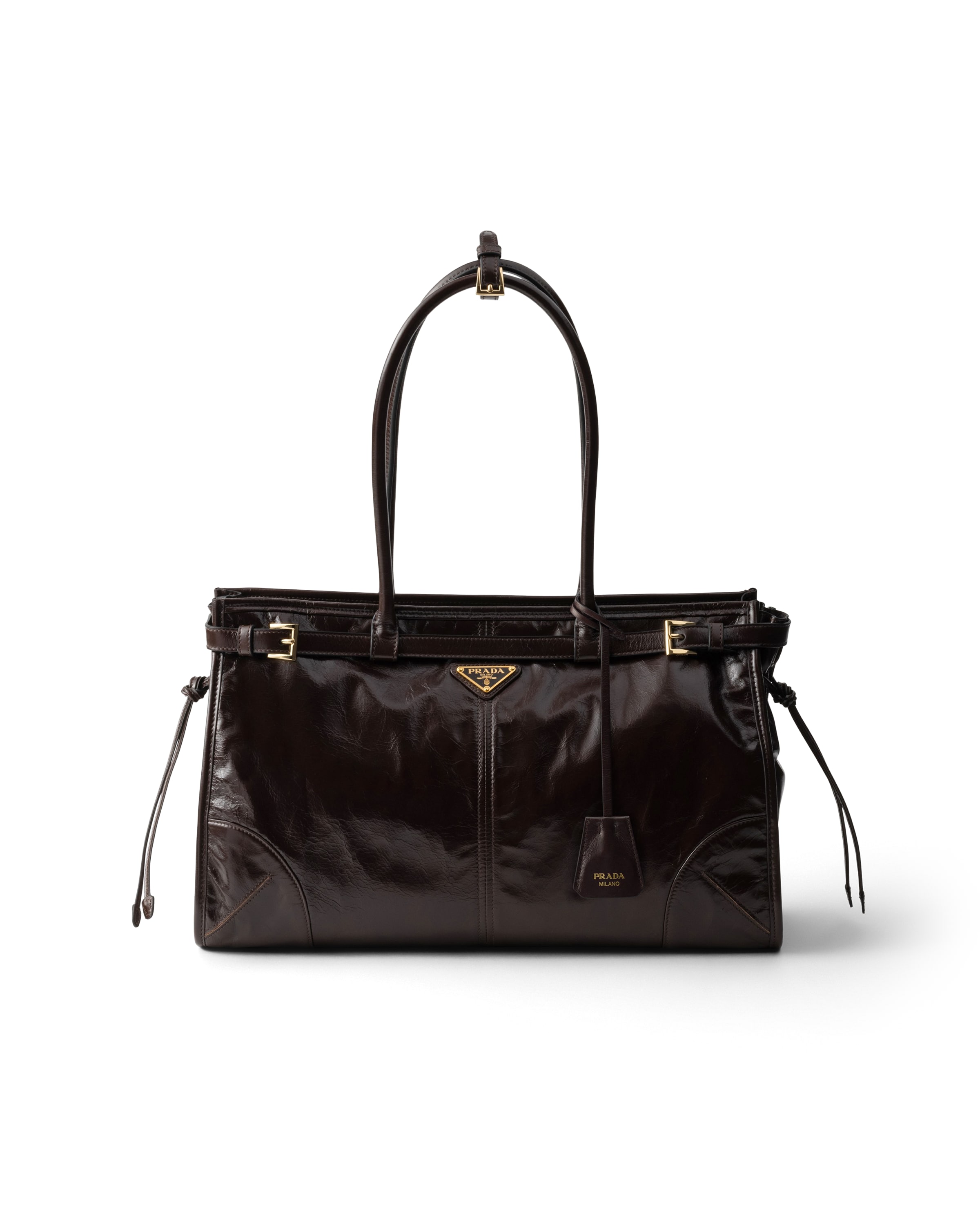 Prada Grosse Bonnie Handtasche Aus Leder In Dunkelbraun