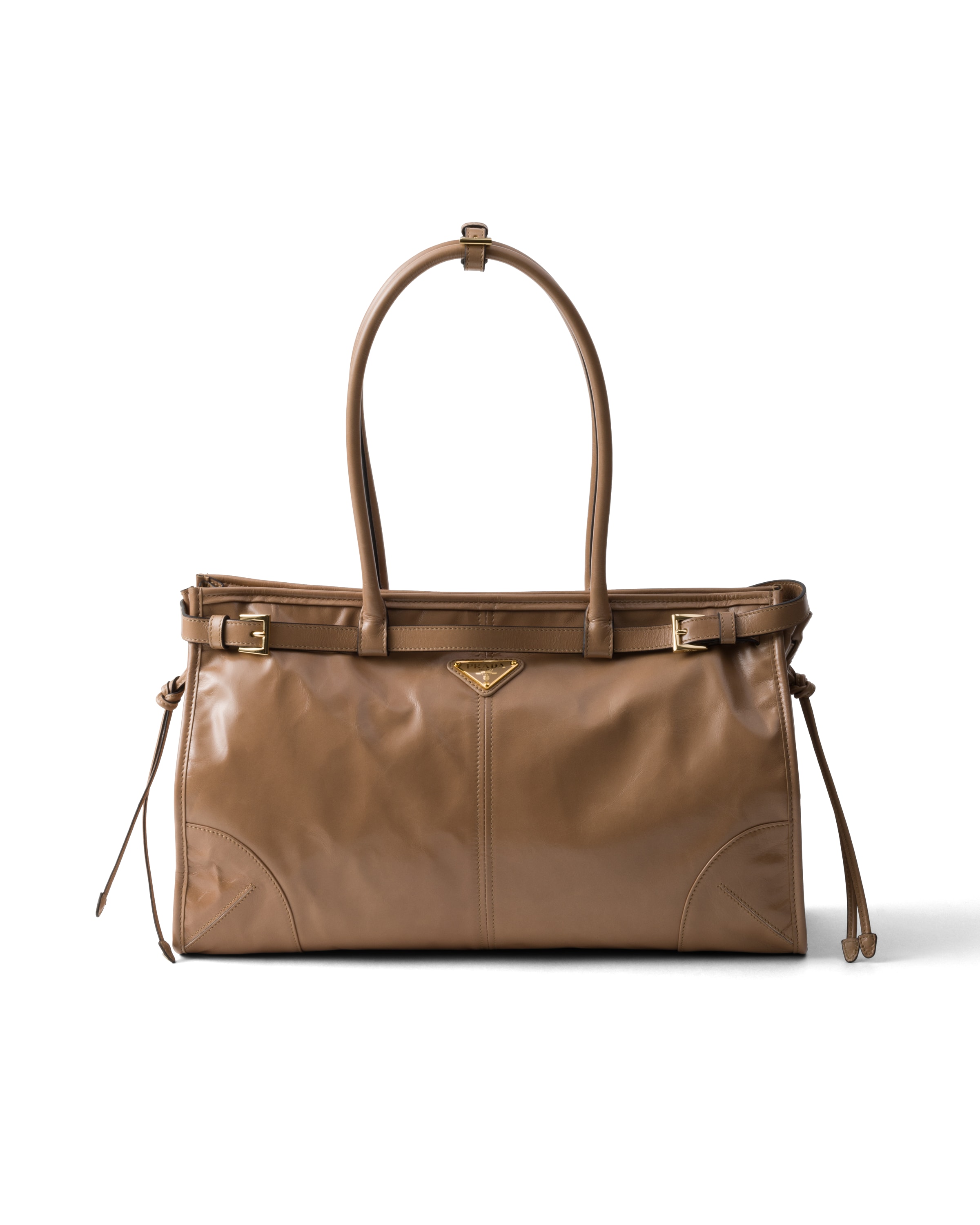 Prada Bonnie Große Handtasche Aus Leder, Damen, Cameo