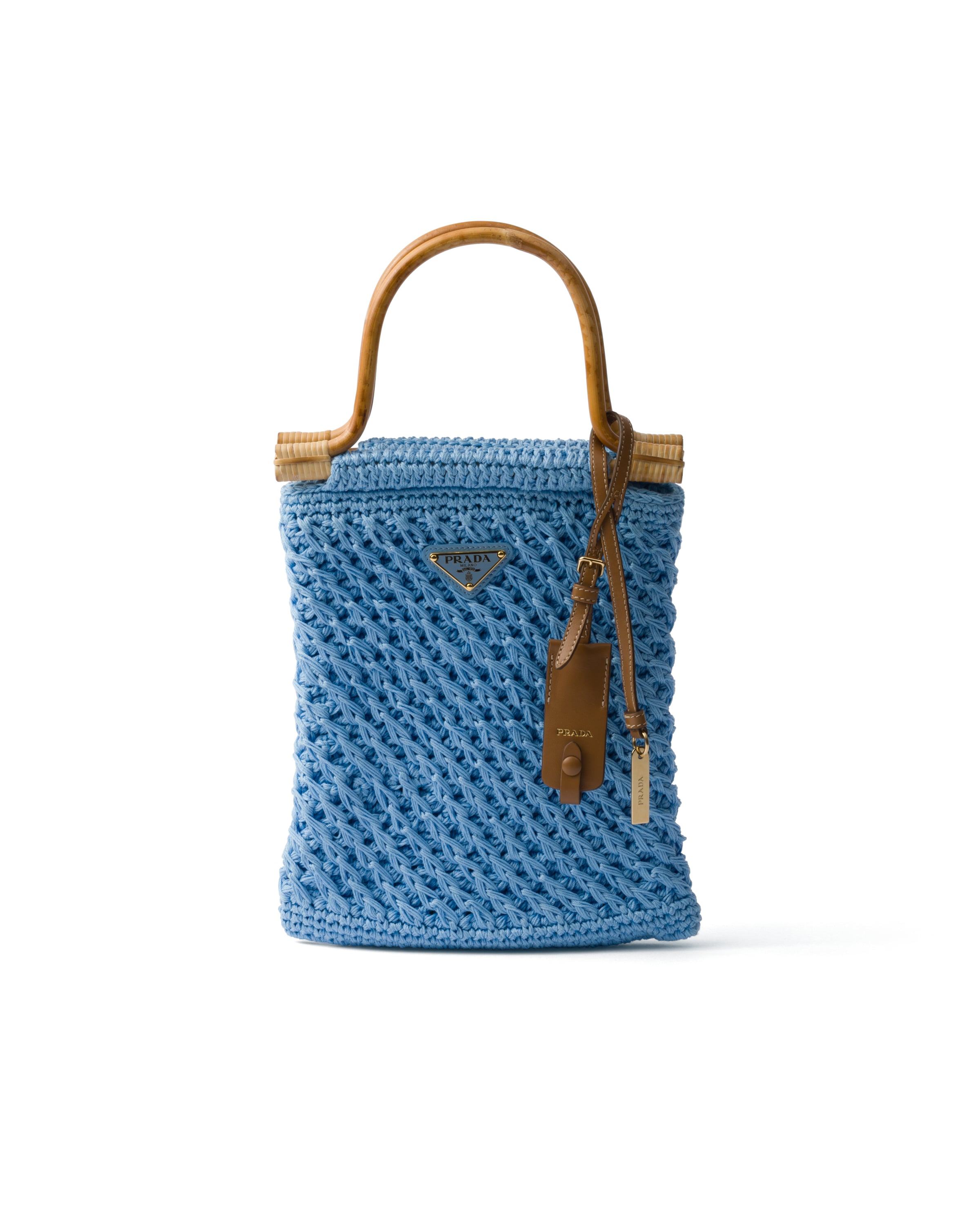 Prada Cotton Crochet Mini-handbag, Women, Light Blue