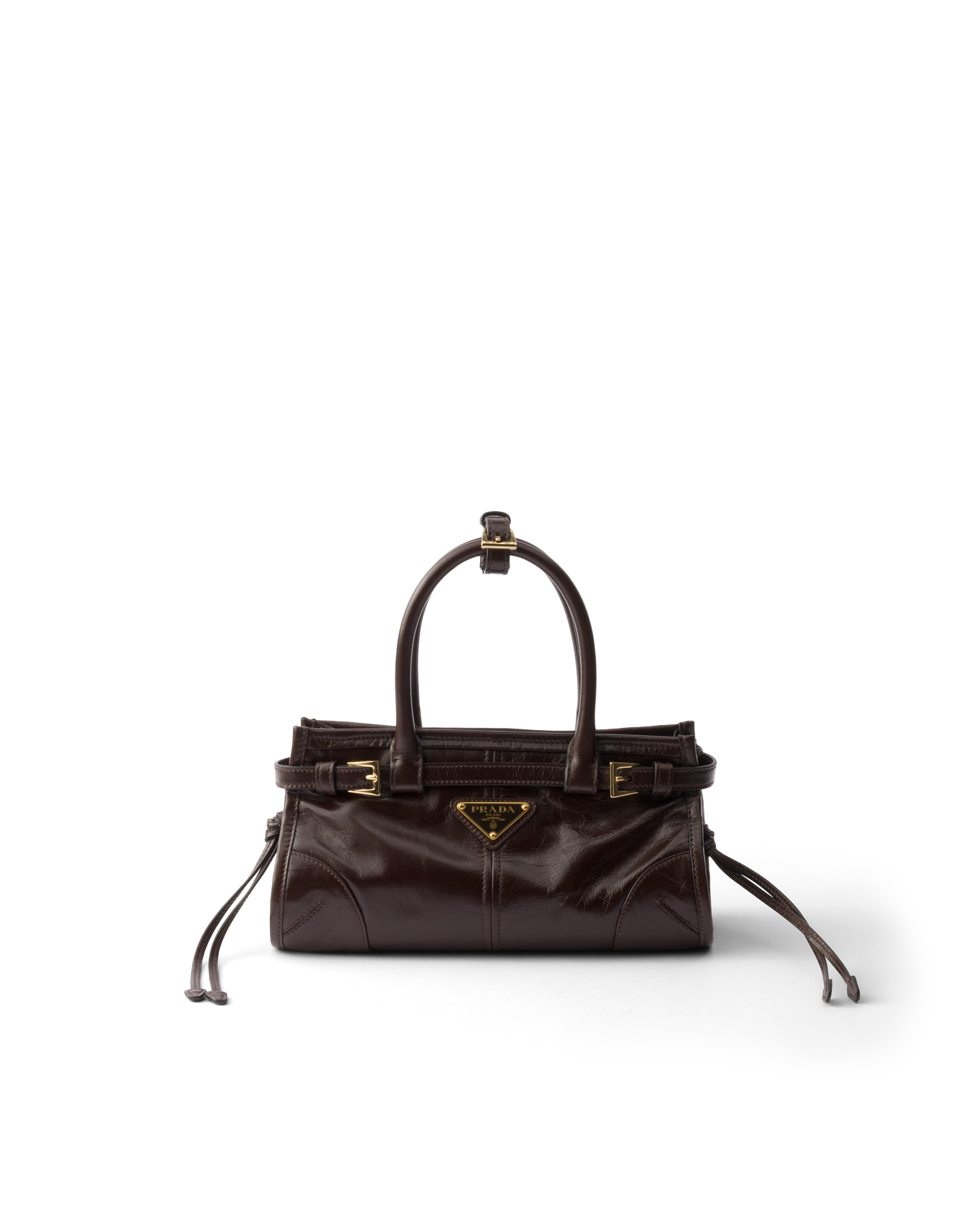 Mini Sac À Main Prada Bonnie En Cuir, Femme, Marron Foncé