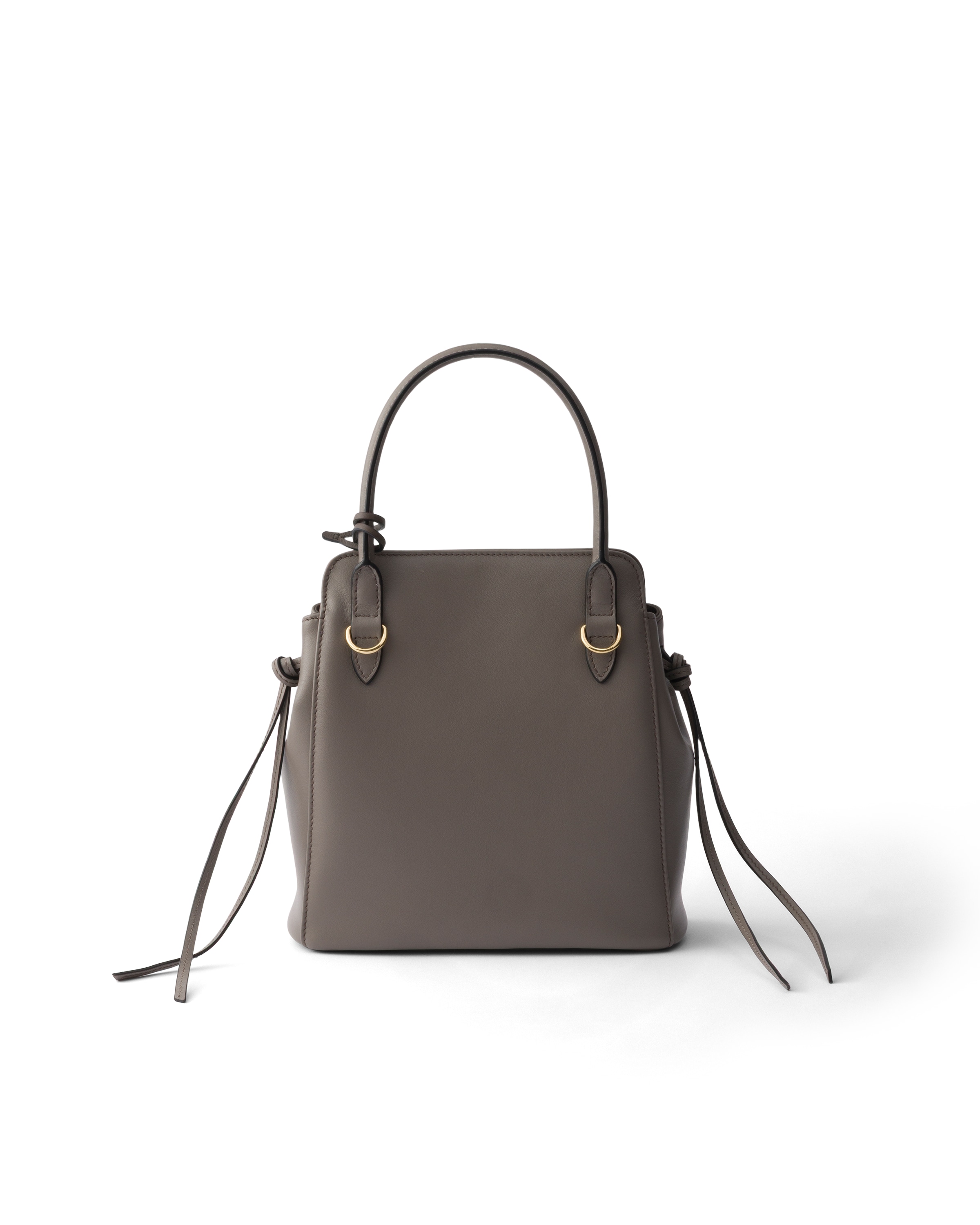 Prada Carry Leather Mini Handbag In Grey