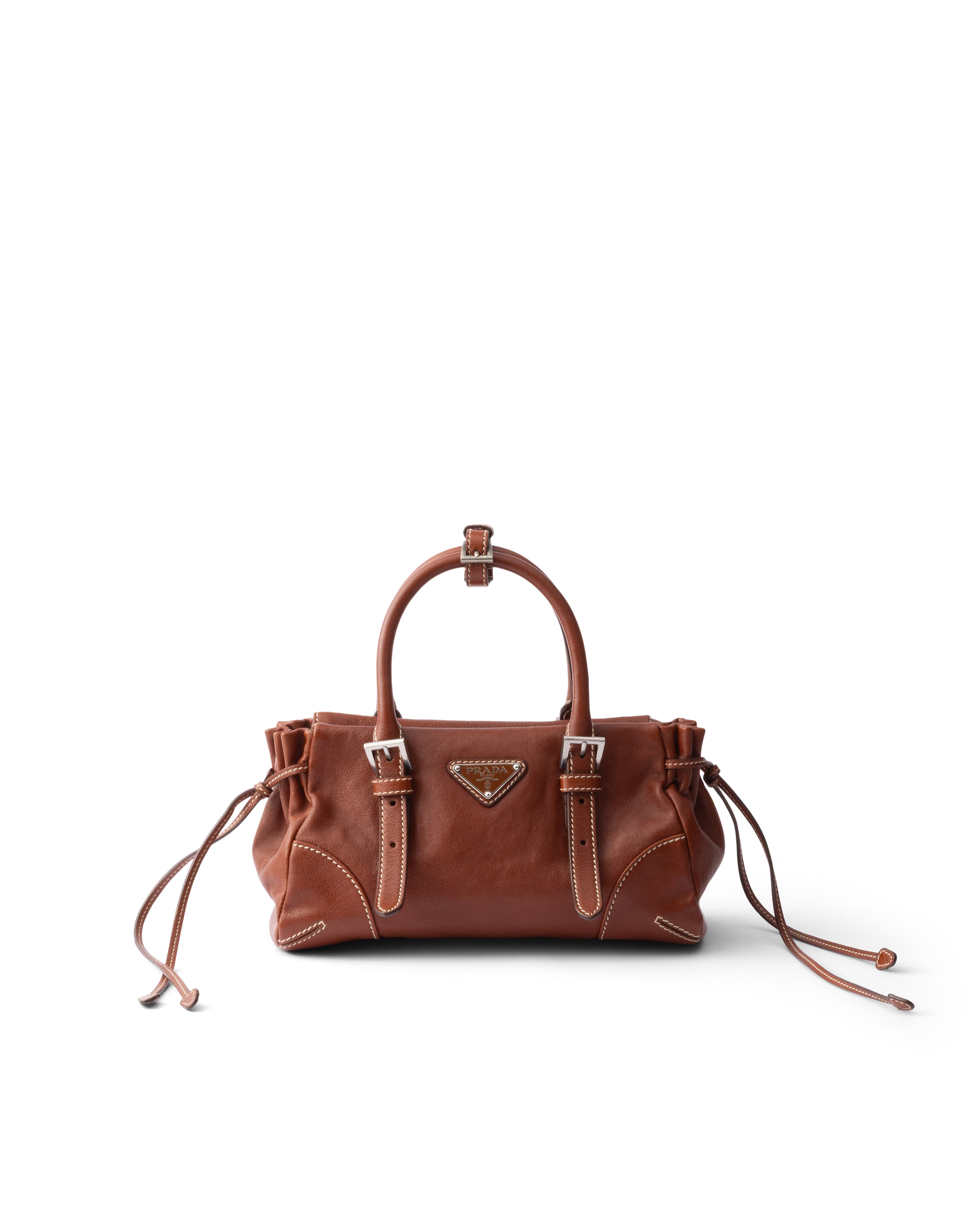 Prada Bonnie Small Leather Bag In Brown