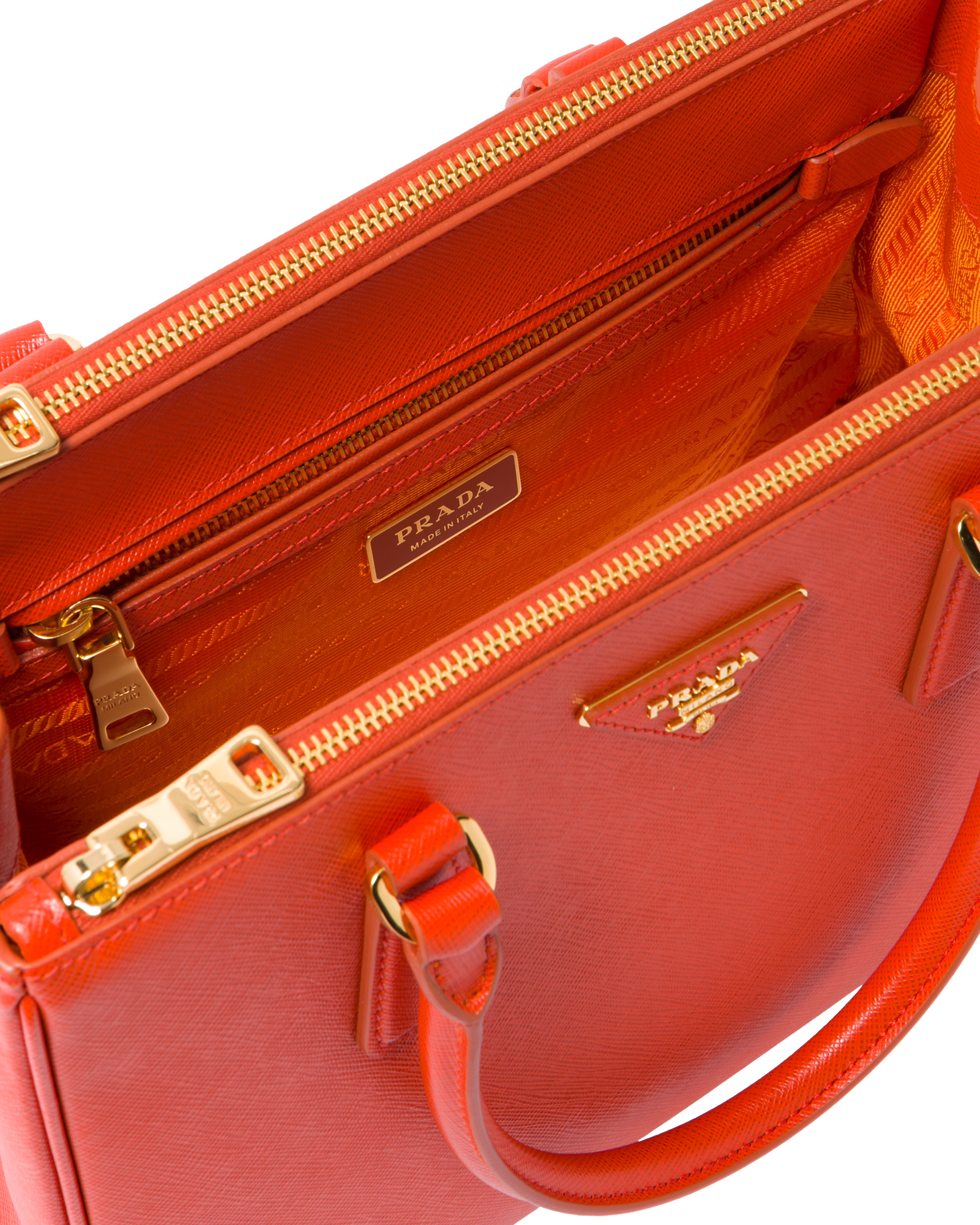 Prada orange top leather bag