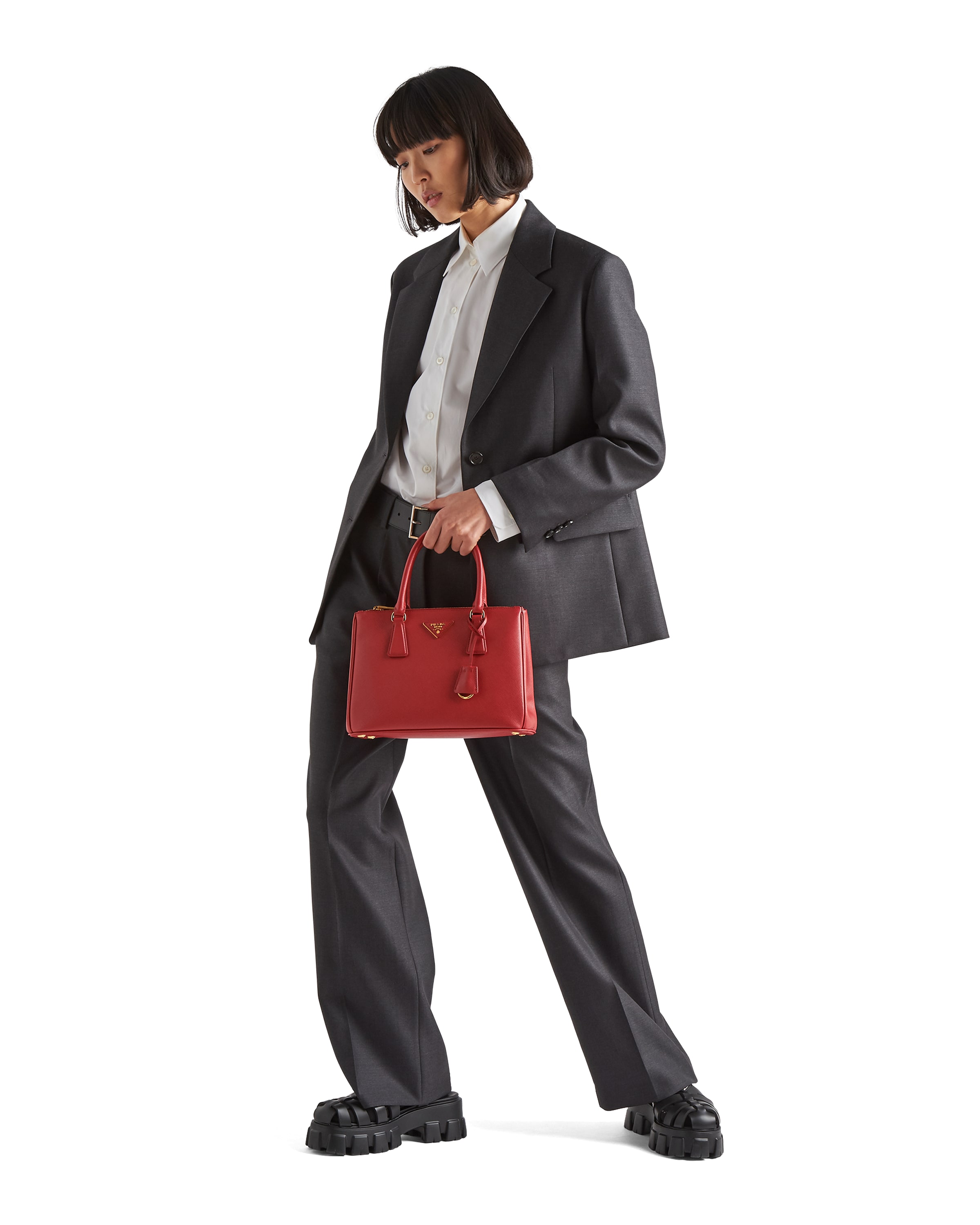 PRA GALLERIA 28 BAG IN CHERRY RED SAFFIANO LEATHER