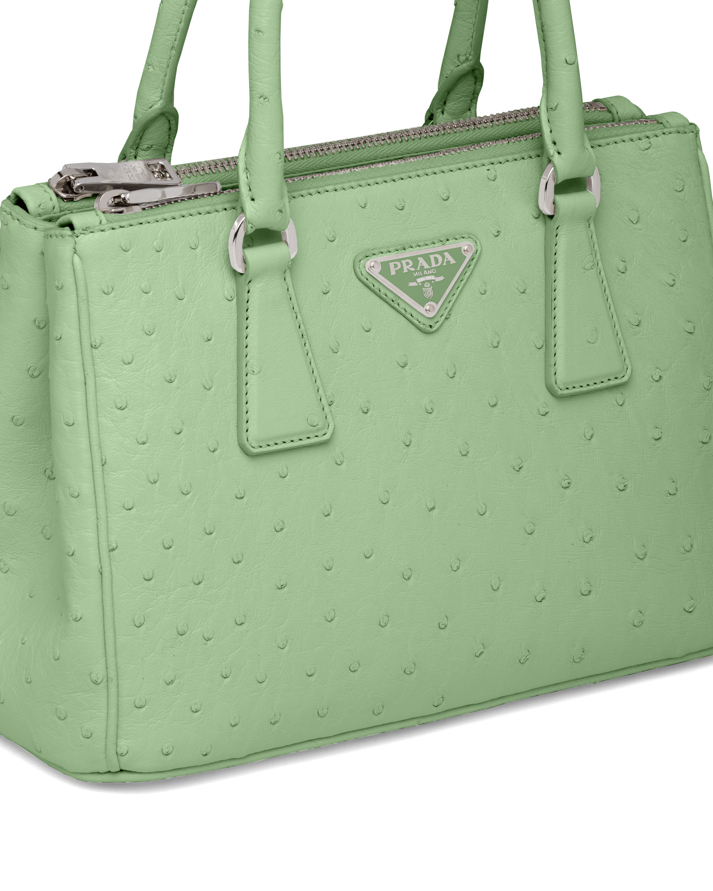Bolso Prada Galleria pequeño en piel de avestruz Aguamarina | Prada