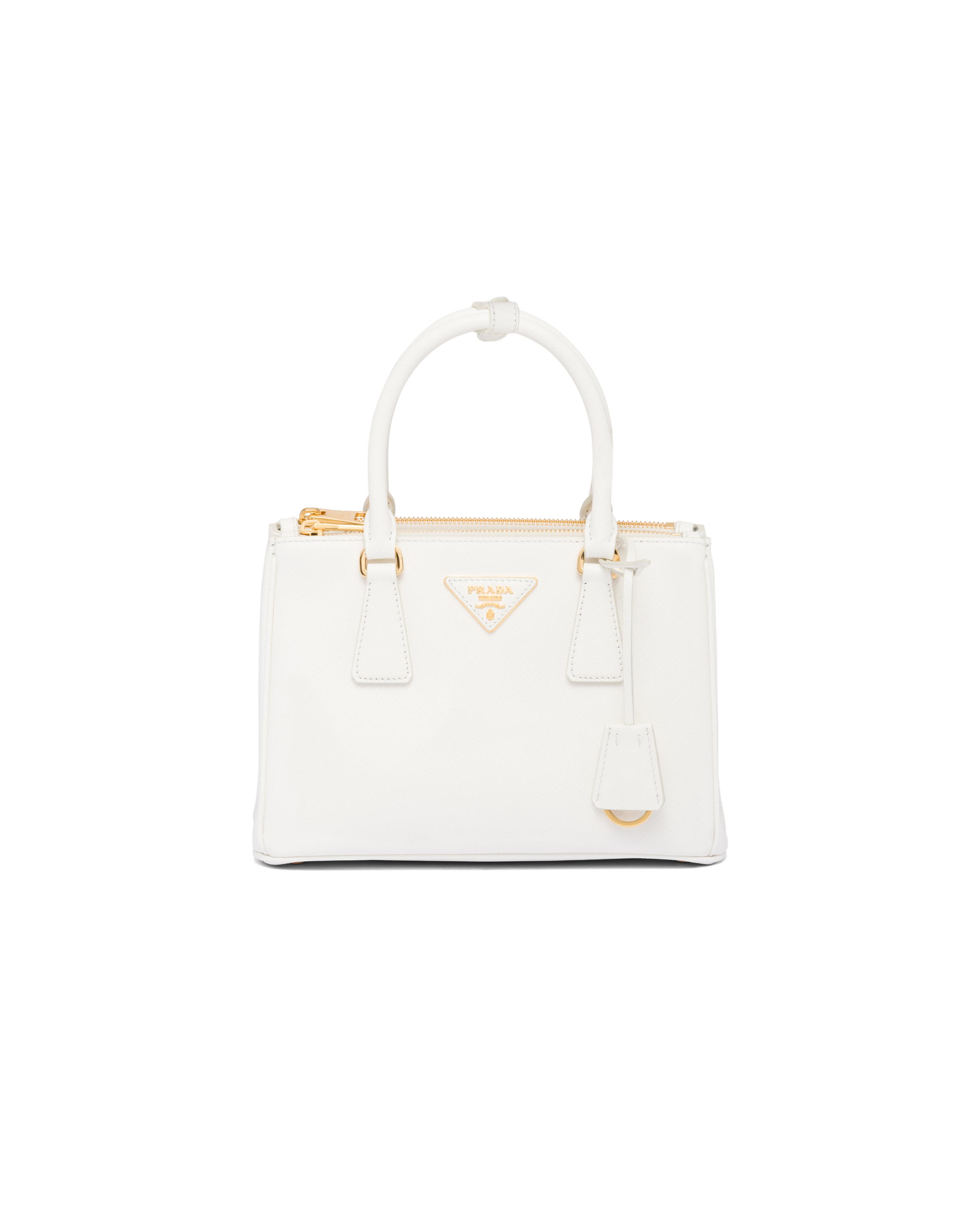 Prada Small  Galleria Saffiano Leather Bag In White