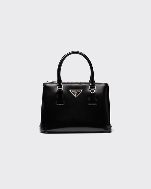 Borsa Prada Galleria small in pelle spazzolata Nero | Prada