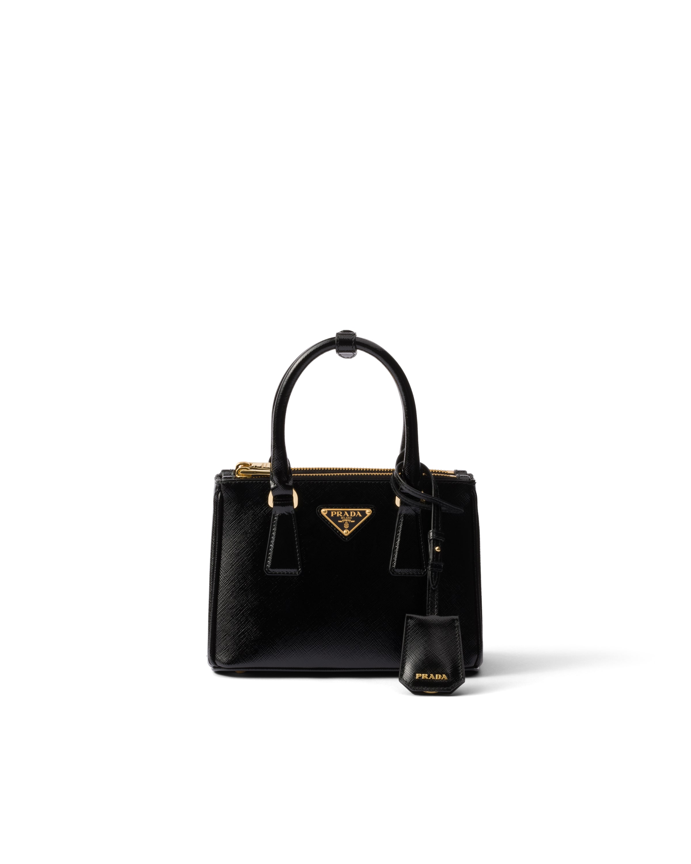 Borsa Prada Galleria Mini In Saffiano Vernice, Donna, Nero