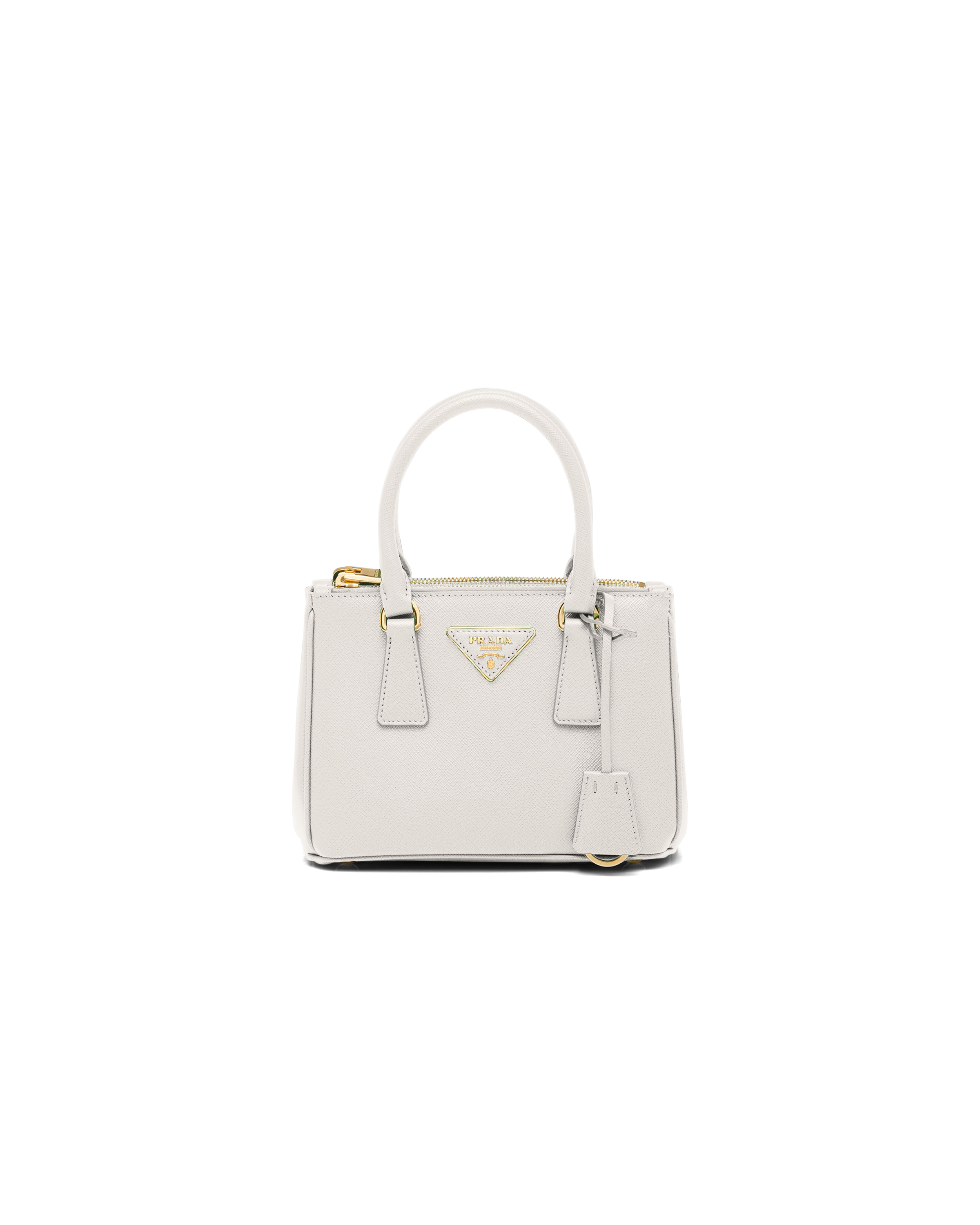 Prada Versatile Leather Handbag With Detachable Strap And Stylish Accessories In White