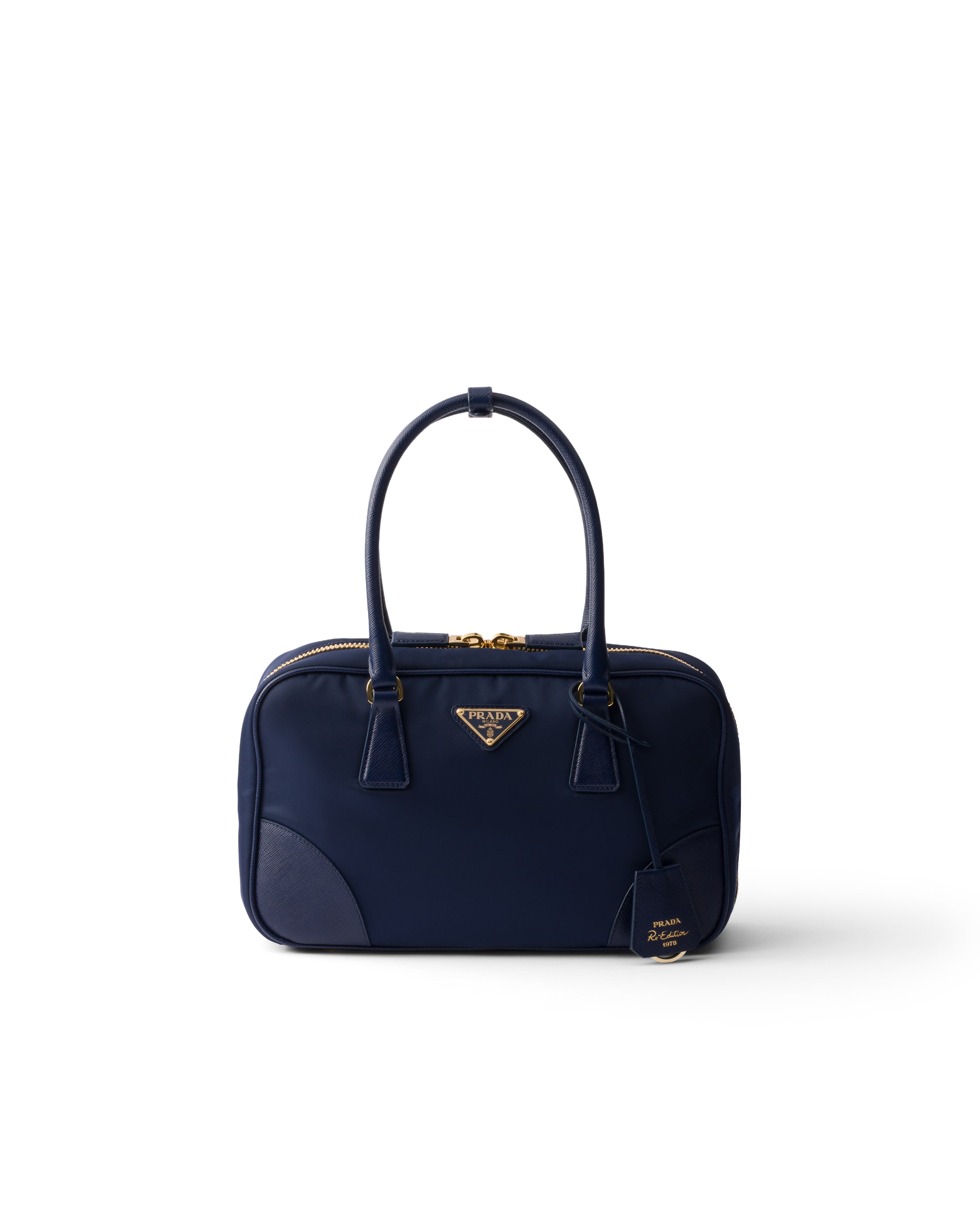 Sac À Deux Anses Prada Re-edition 1978 En Re-nylon Et Cuir Saffiano, Femme, Bleu Baltique