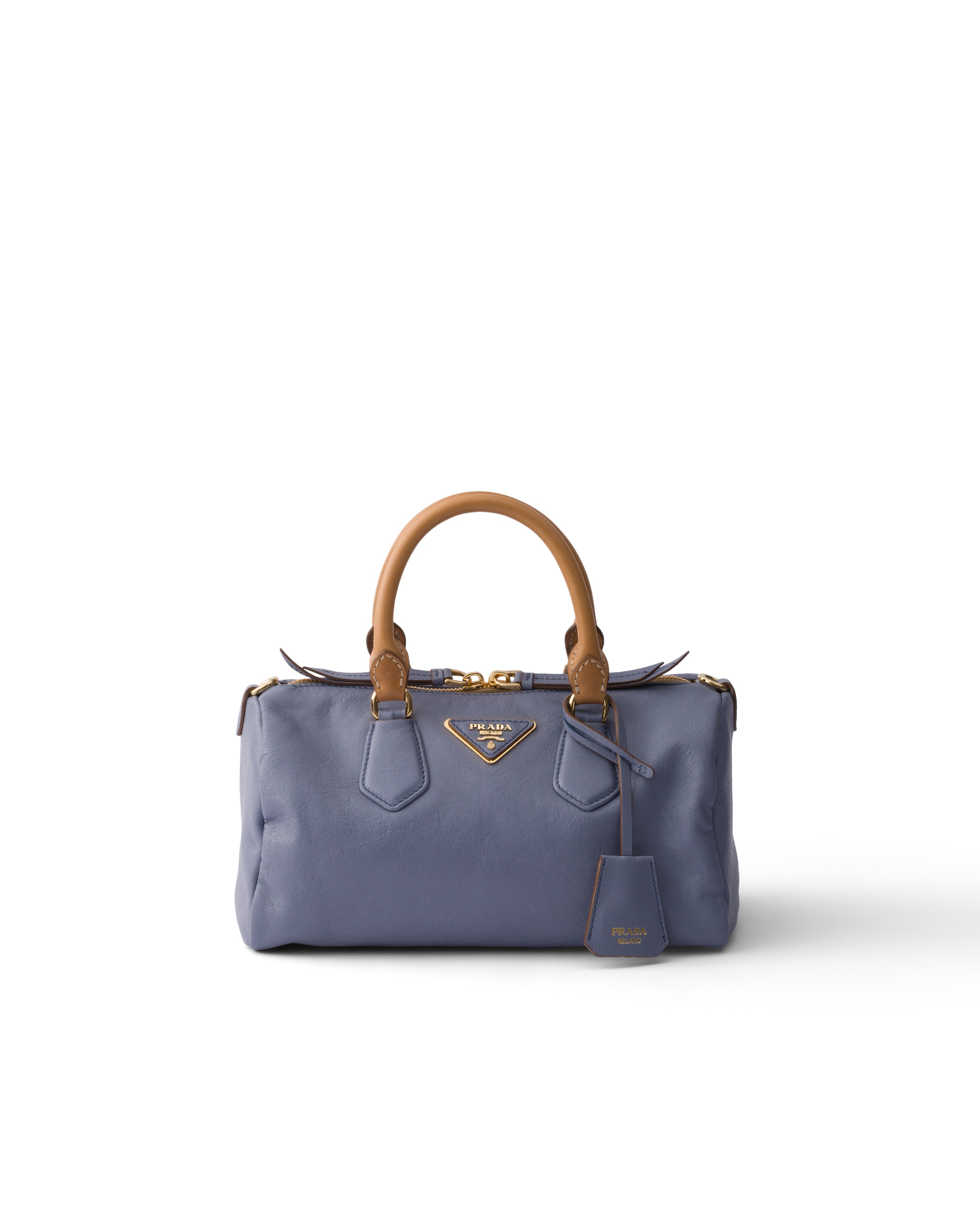 Prada Small Leather Top-handle Bag In Blue