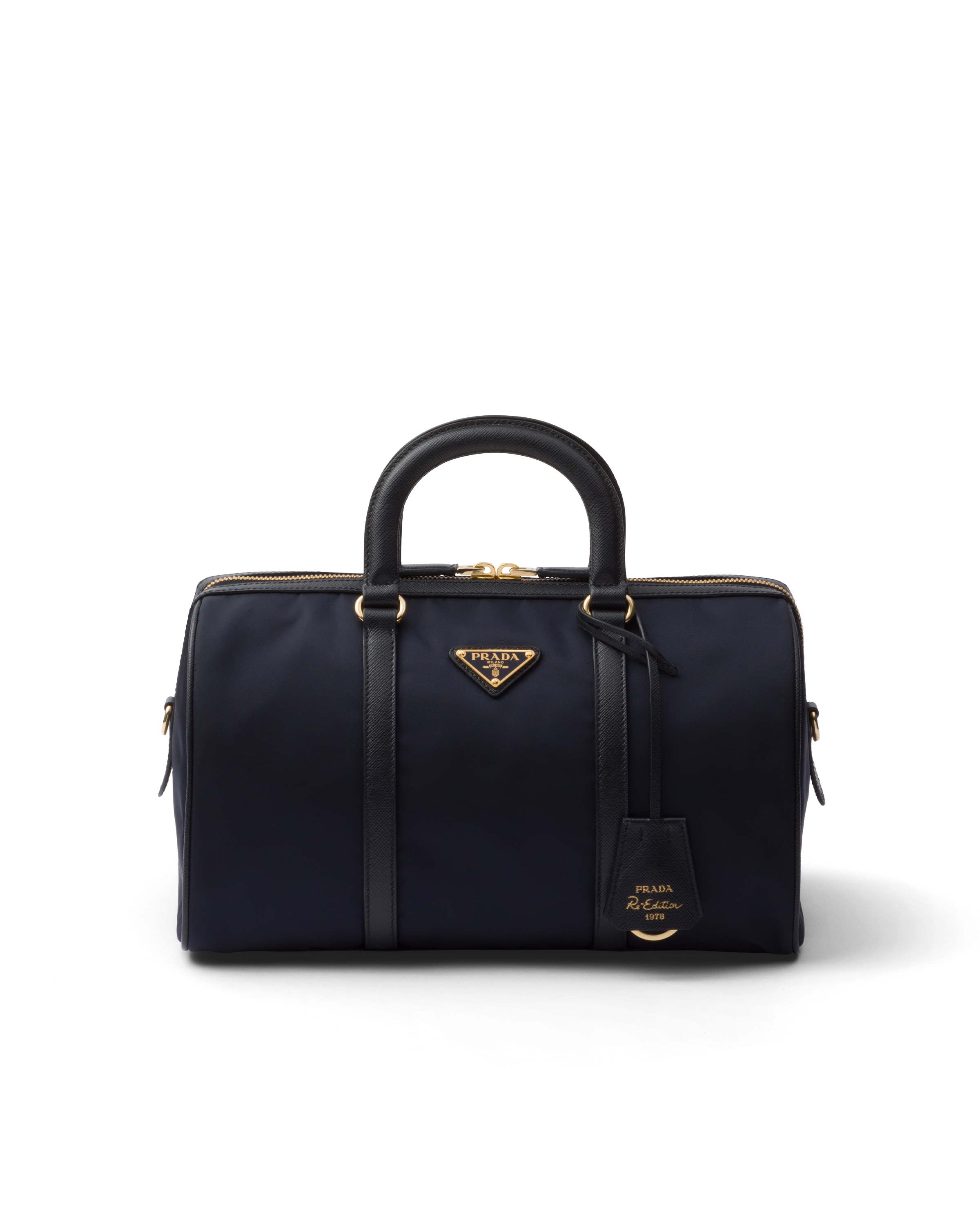 Prada Re-edition 1978 Medium Re-nylon And Saffiano Leather Top-handle Bag, Women, Navy