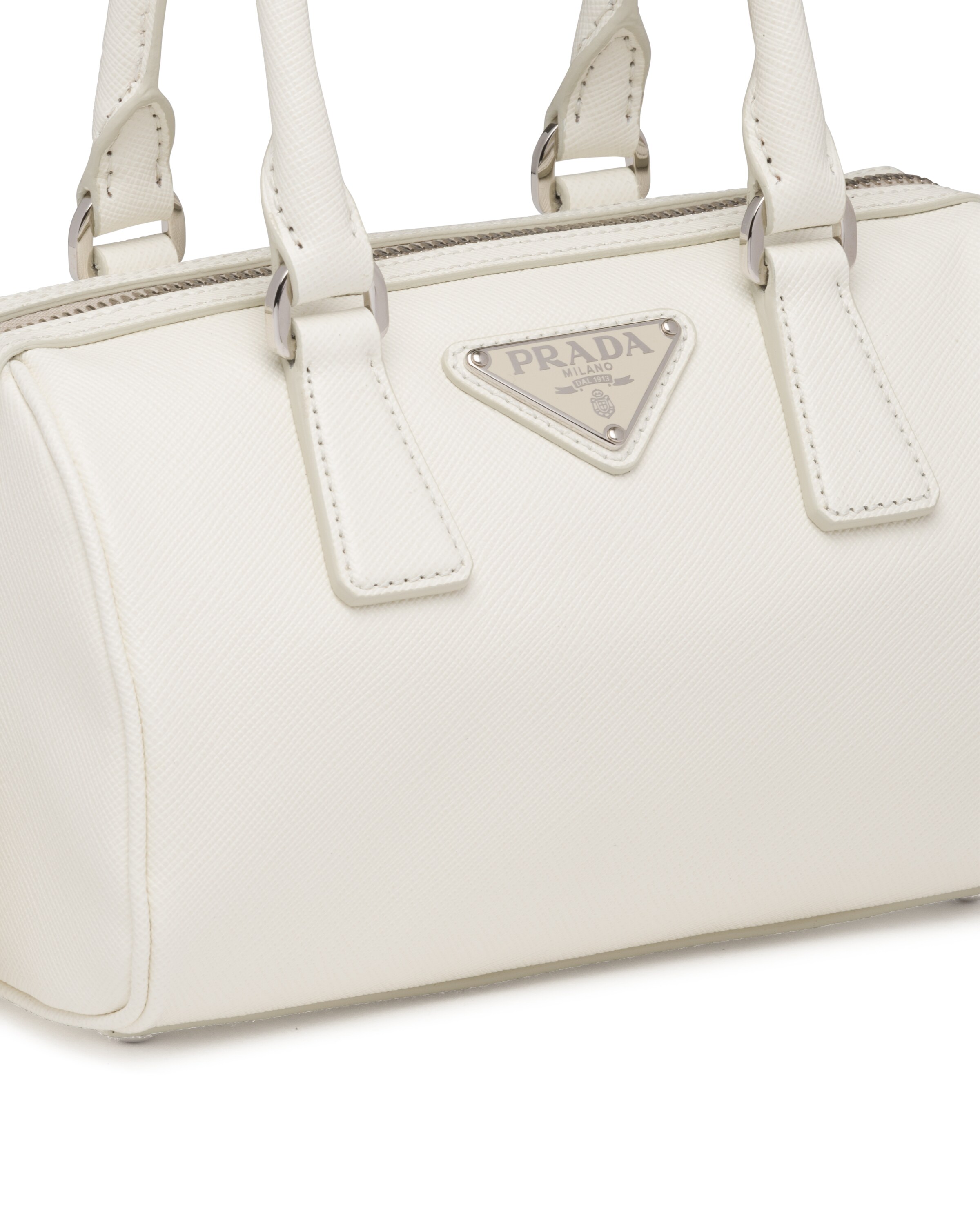 White Saffiano leather tophandle bag Prada