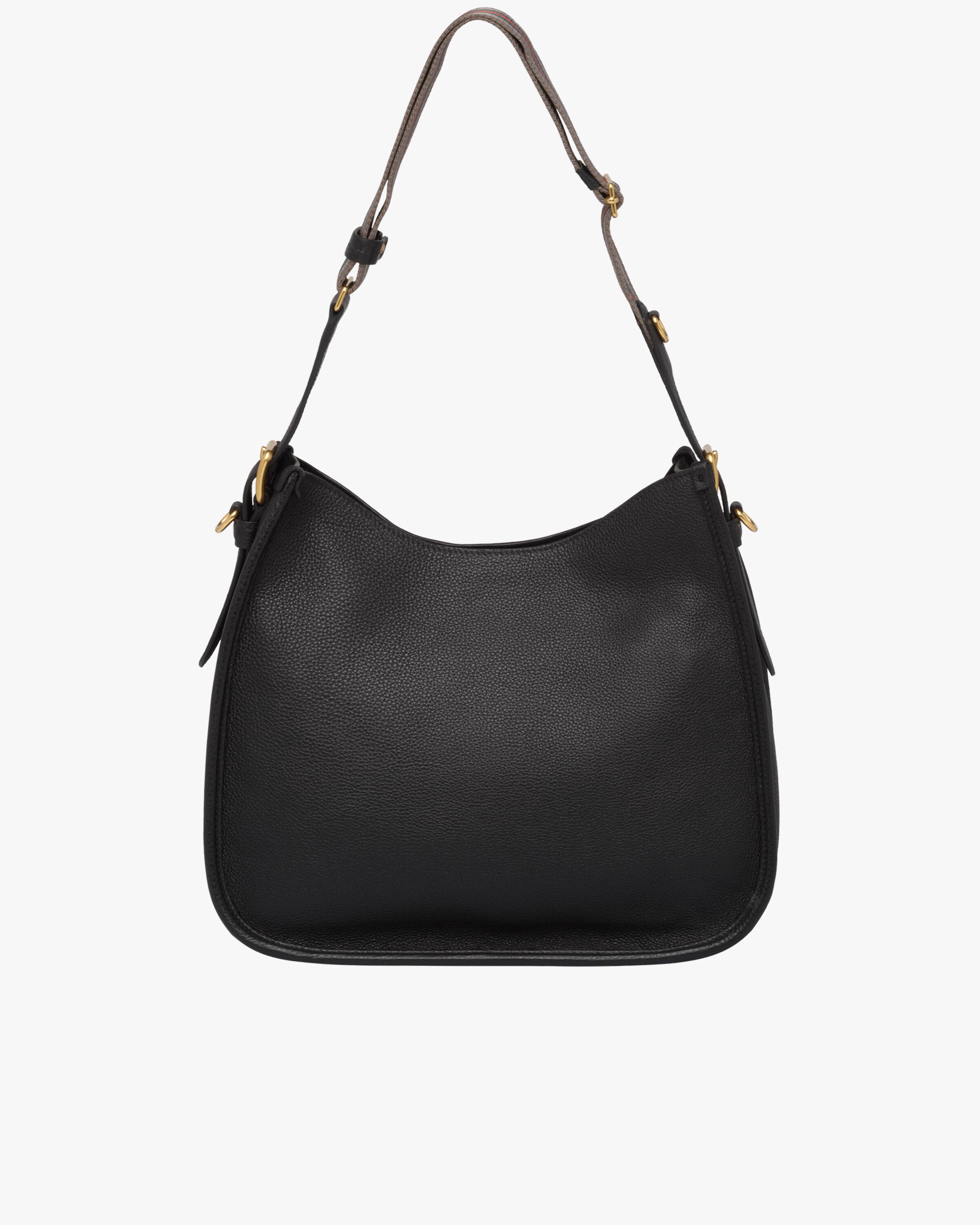 Black Medium leather hobo shoulder bag Prada