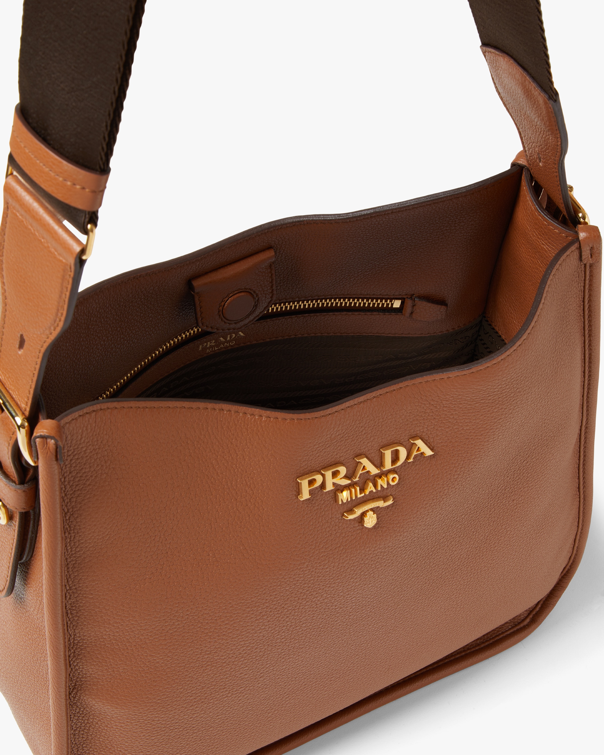 Cognac Leather hobo bag Prada