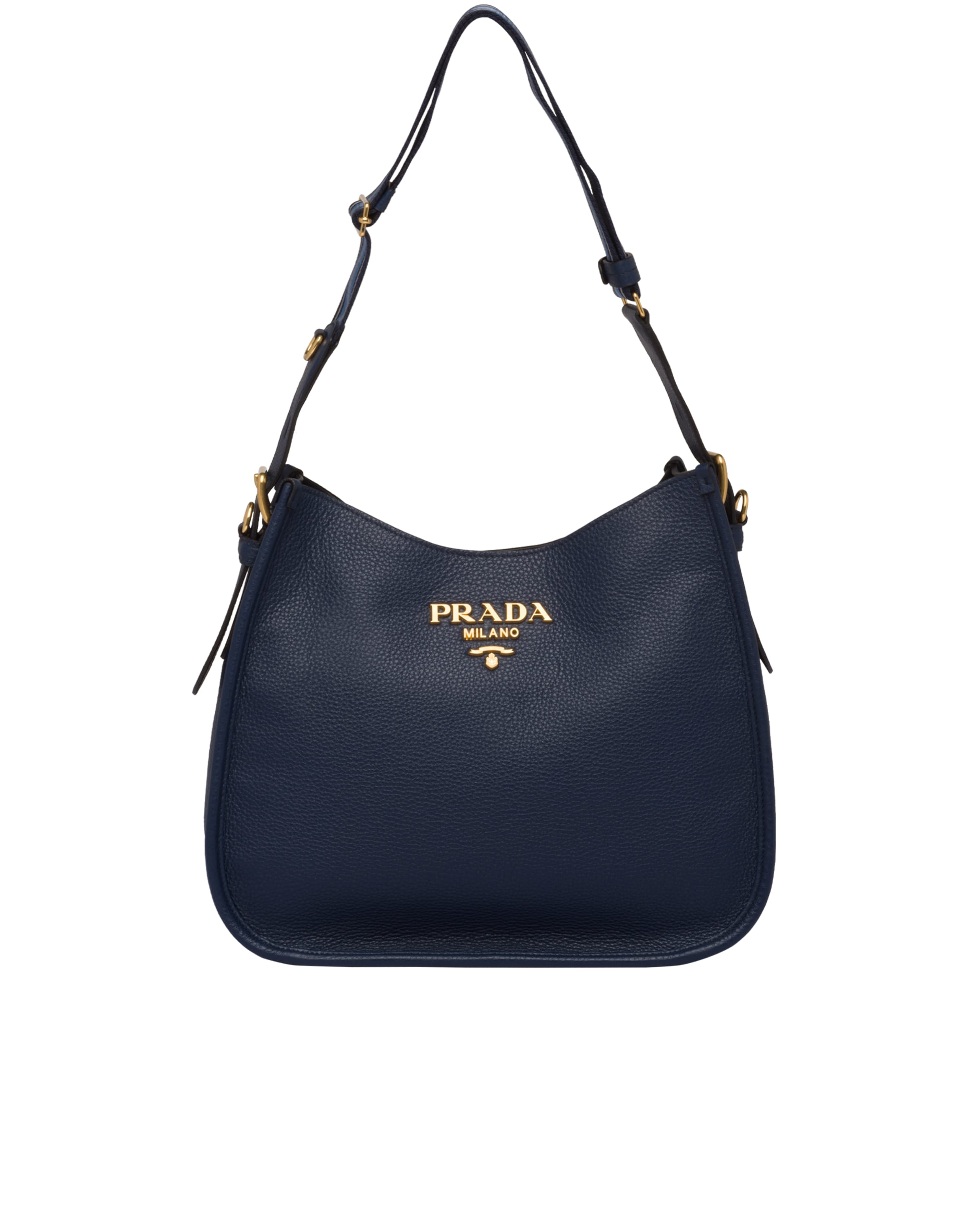 Medium leather hobo shoulder bag Prada