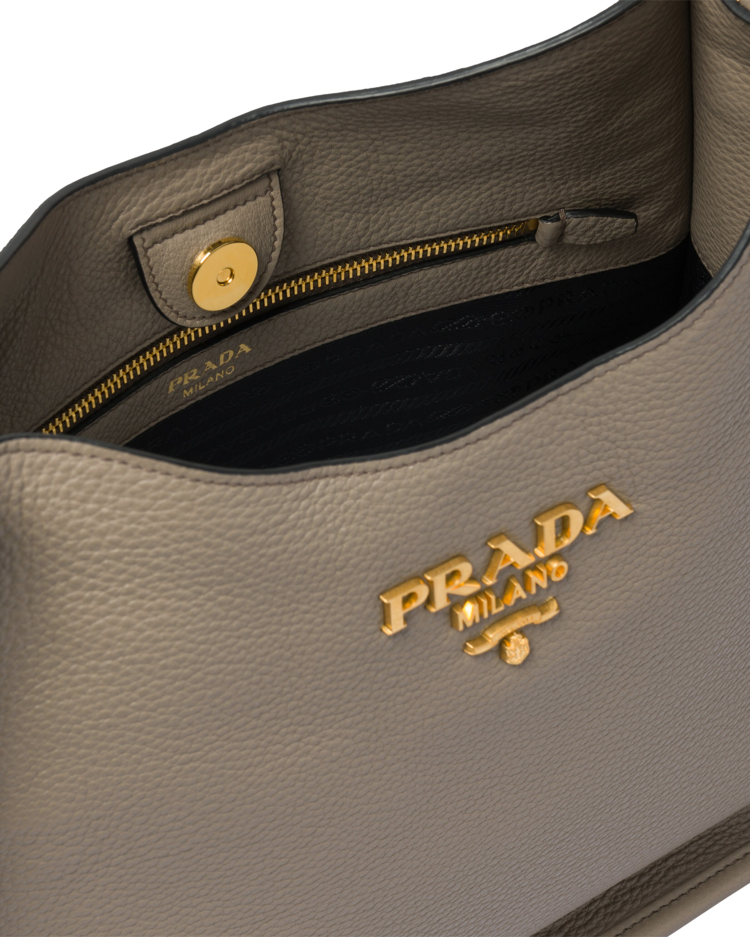 Clay Gray Medium leather hobo shoulder bag Prada