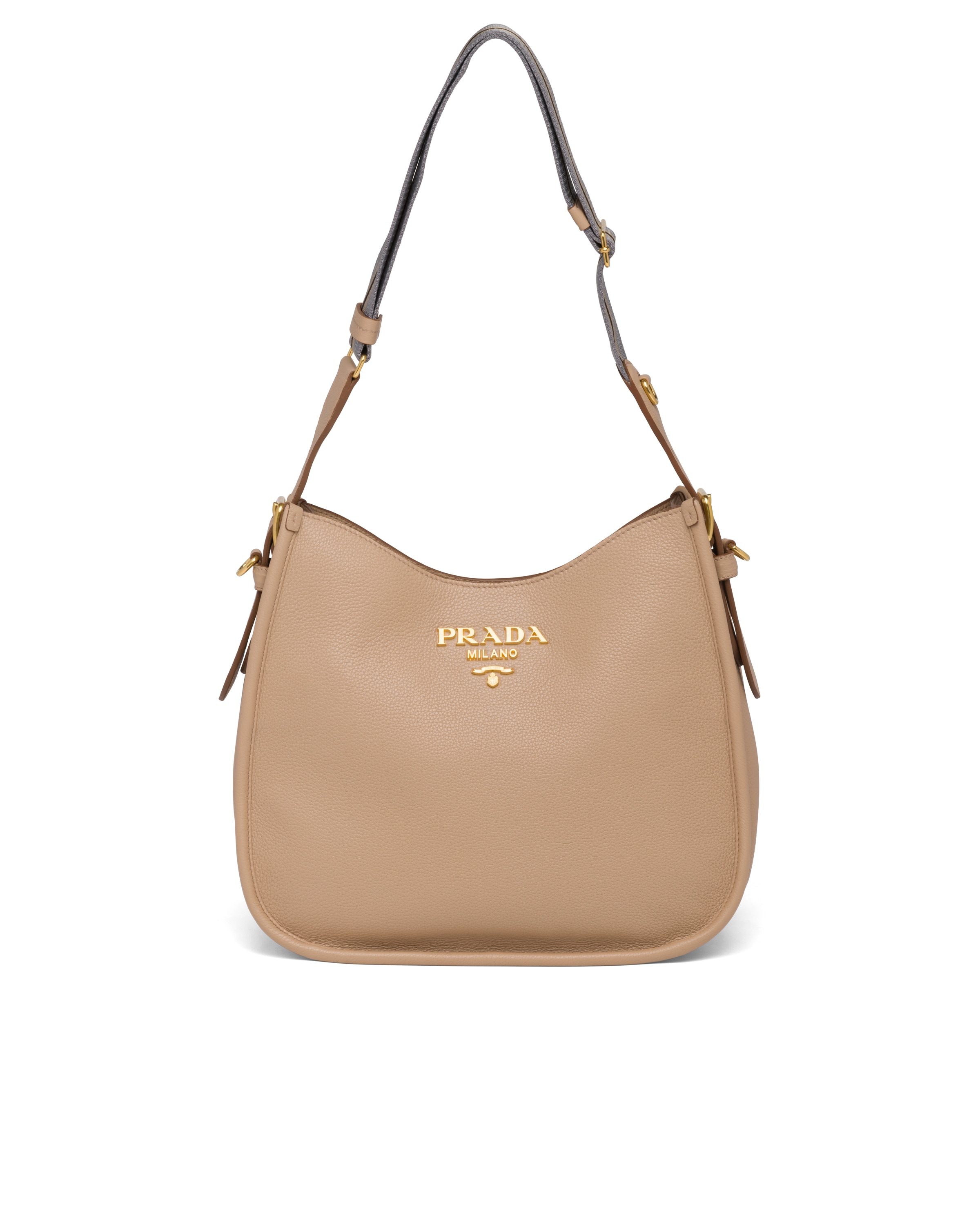 Cameo Beige Medium leather hobo shoulder bag Prada