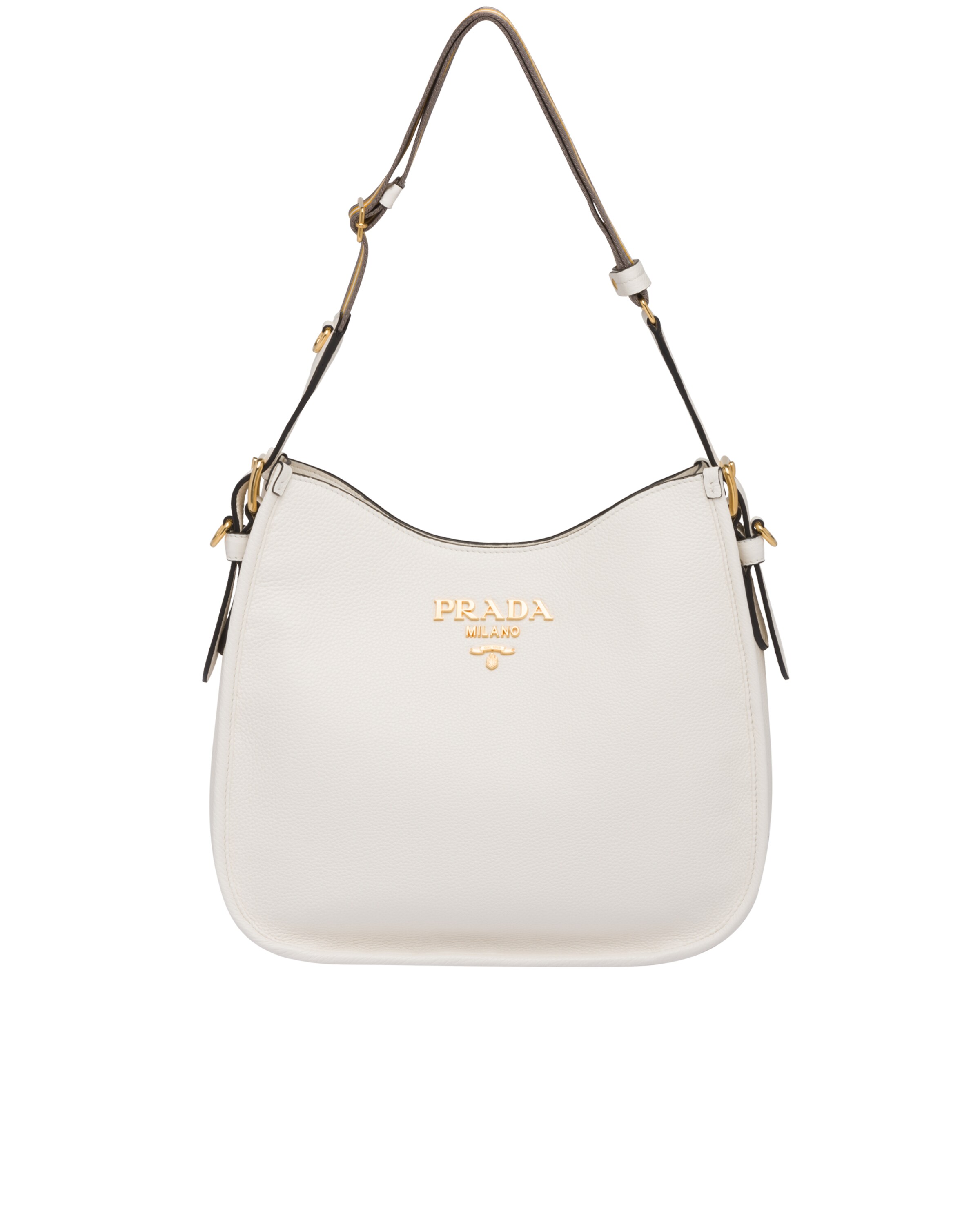 Medium leather hobo shoulder bag Prada