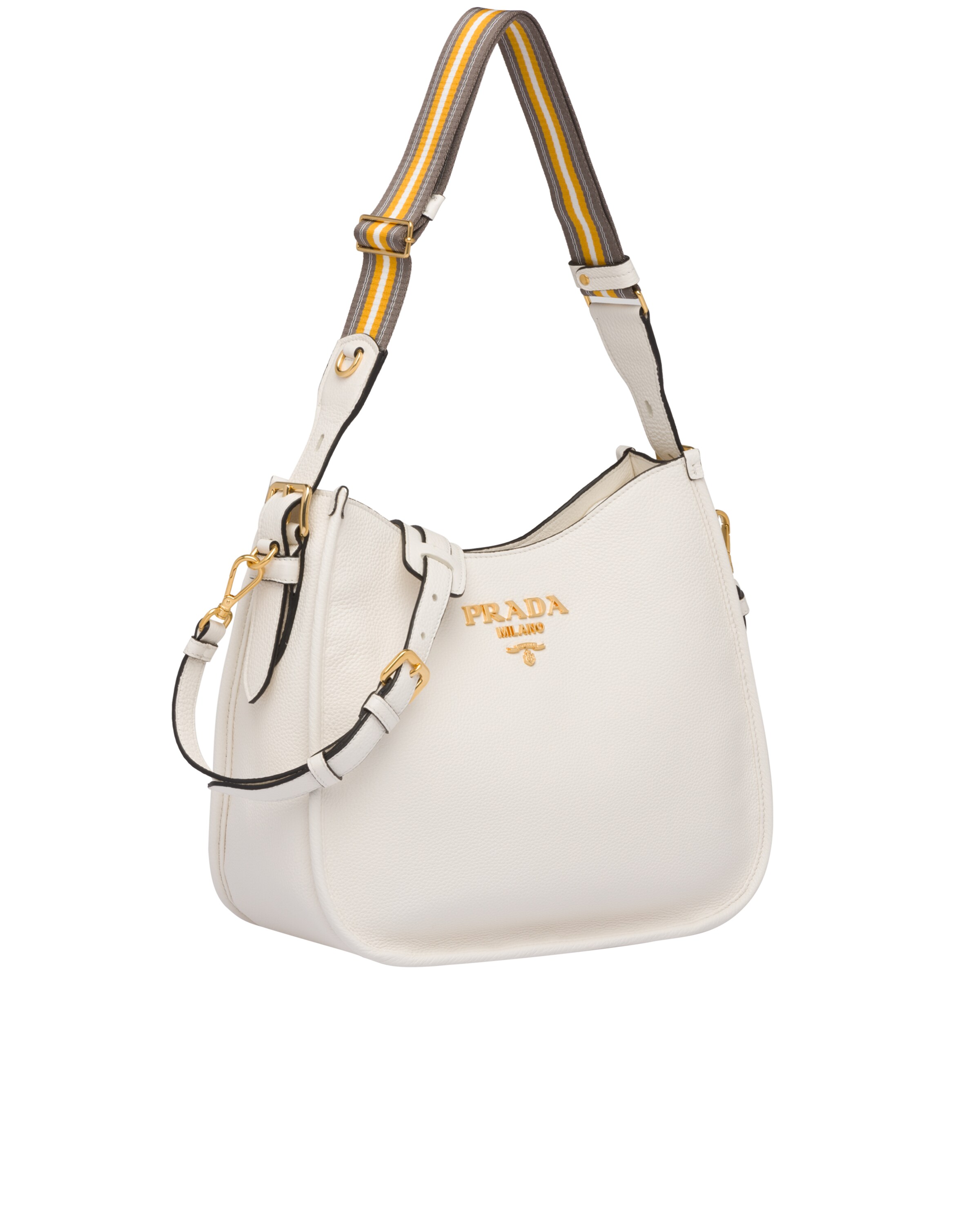 Medium leather hobo shoulder bag Prada