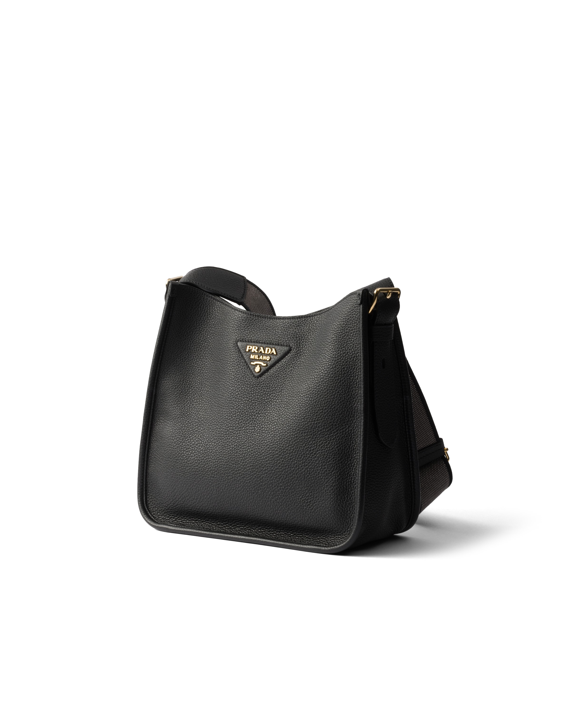 Prada Medium Leather Shoulder Bag In Black