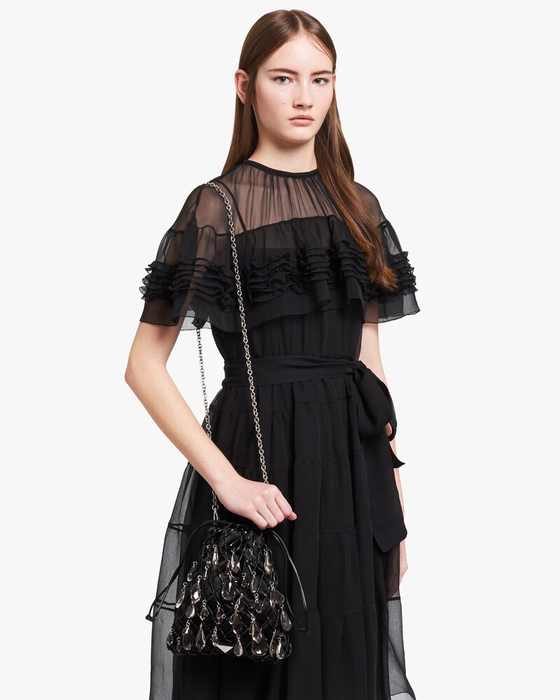 prada mesh and satin clutch