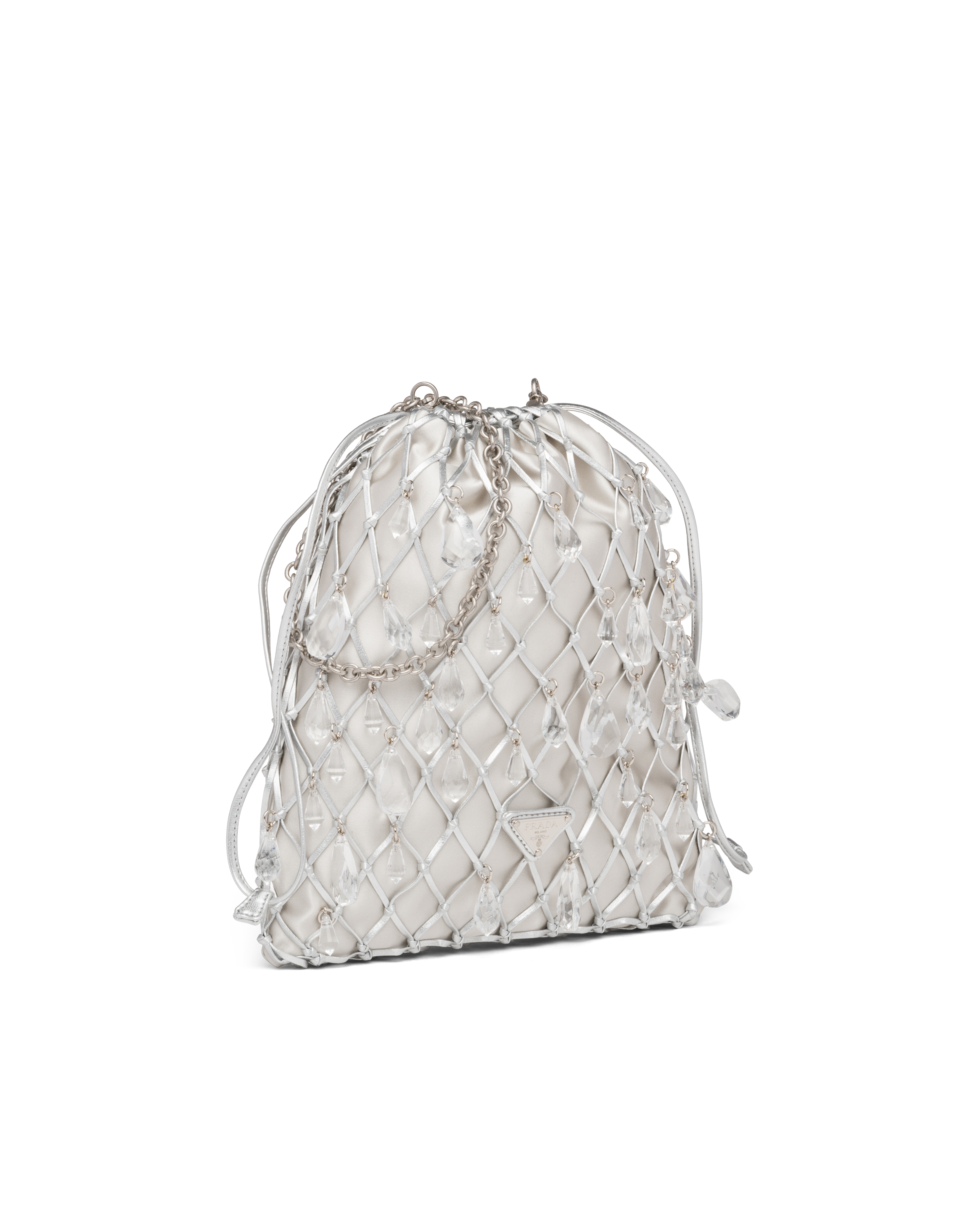 prada mesh and satin clutch