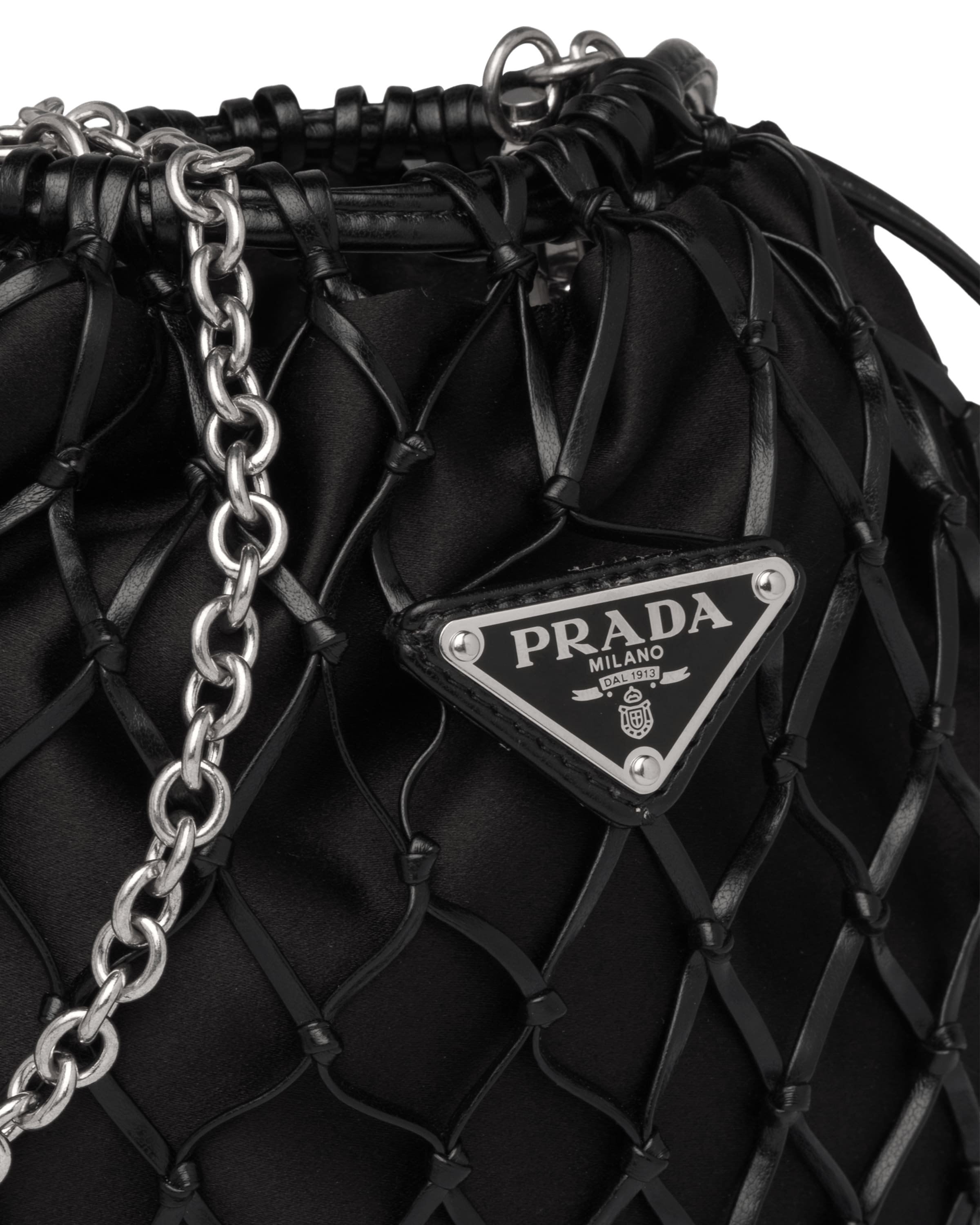 Black Fabric Mesh Bag Prada