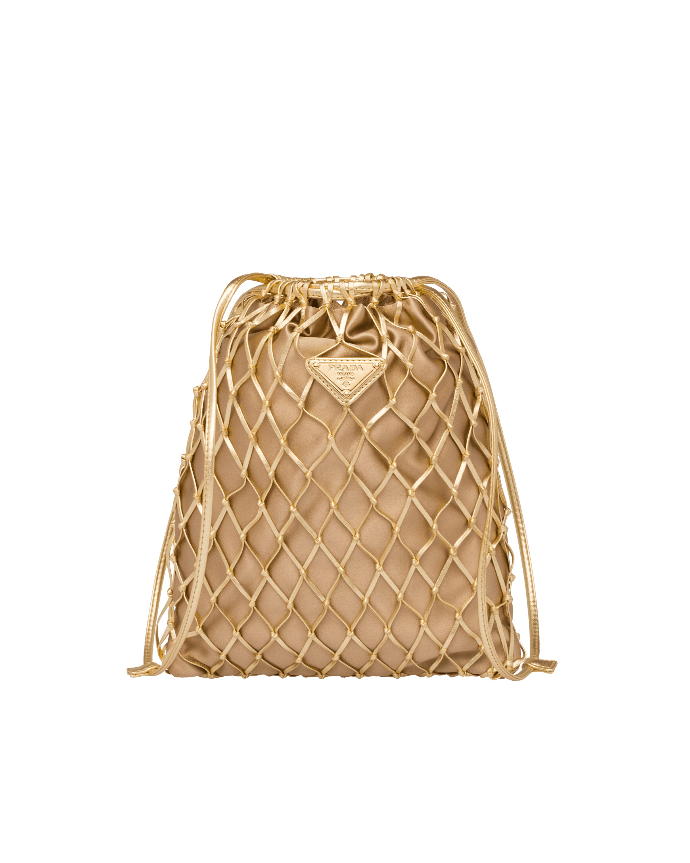 Gold Fabric Mesh Bag Prada