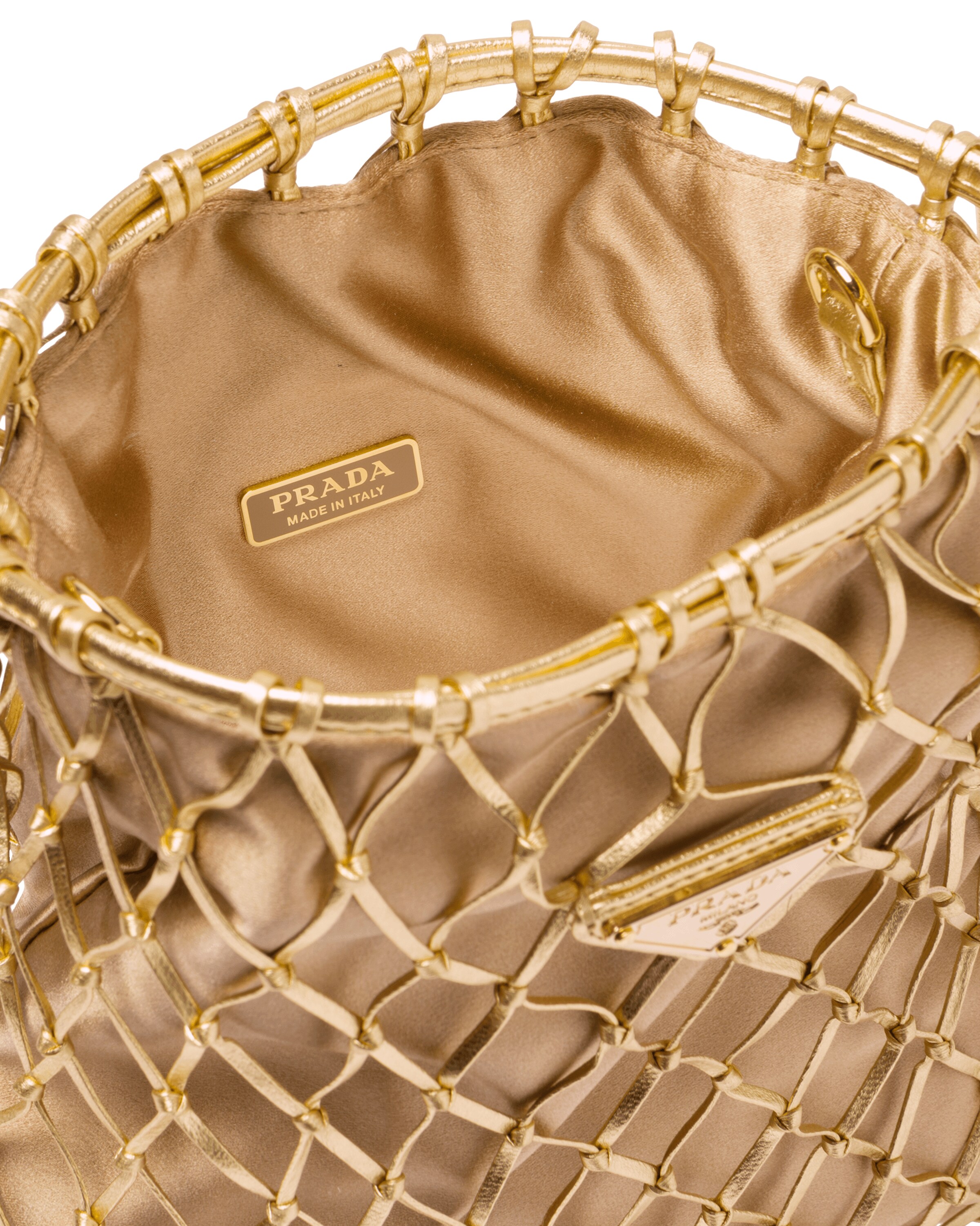 Gold Fabric Mesh Bag Prada