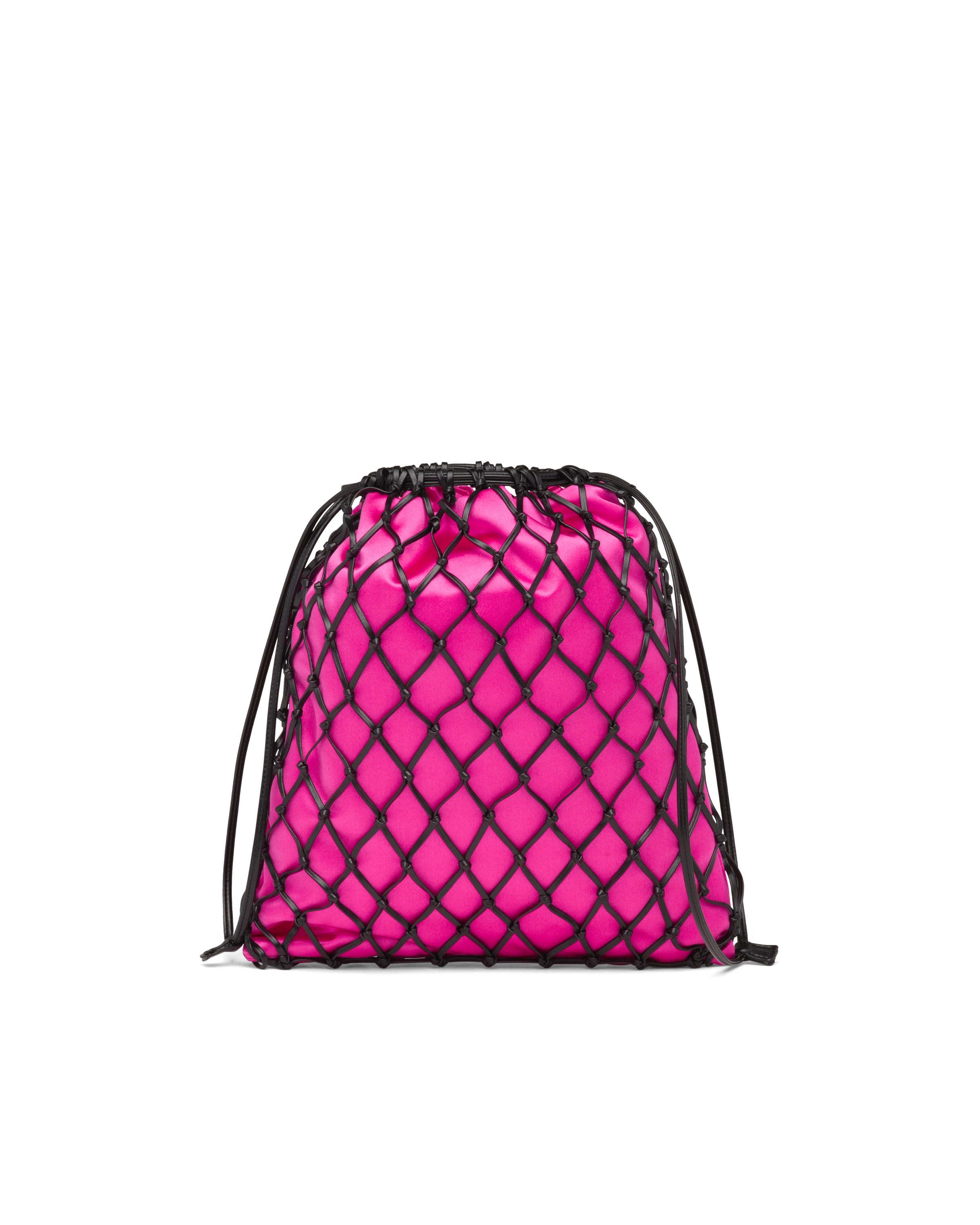 Black/begonia Pink Fabric Mesh Bag Prada