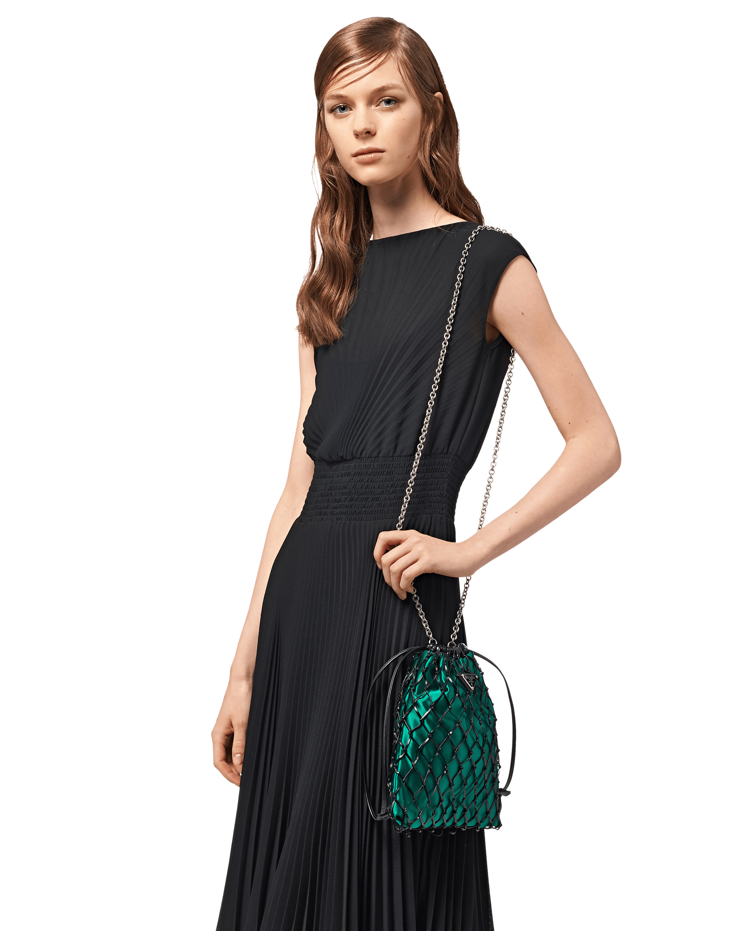 prada mesh and satin clutch