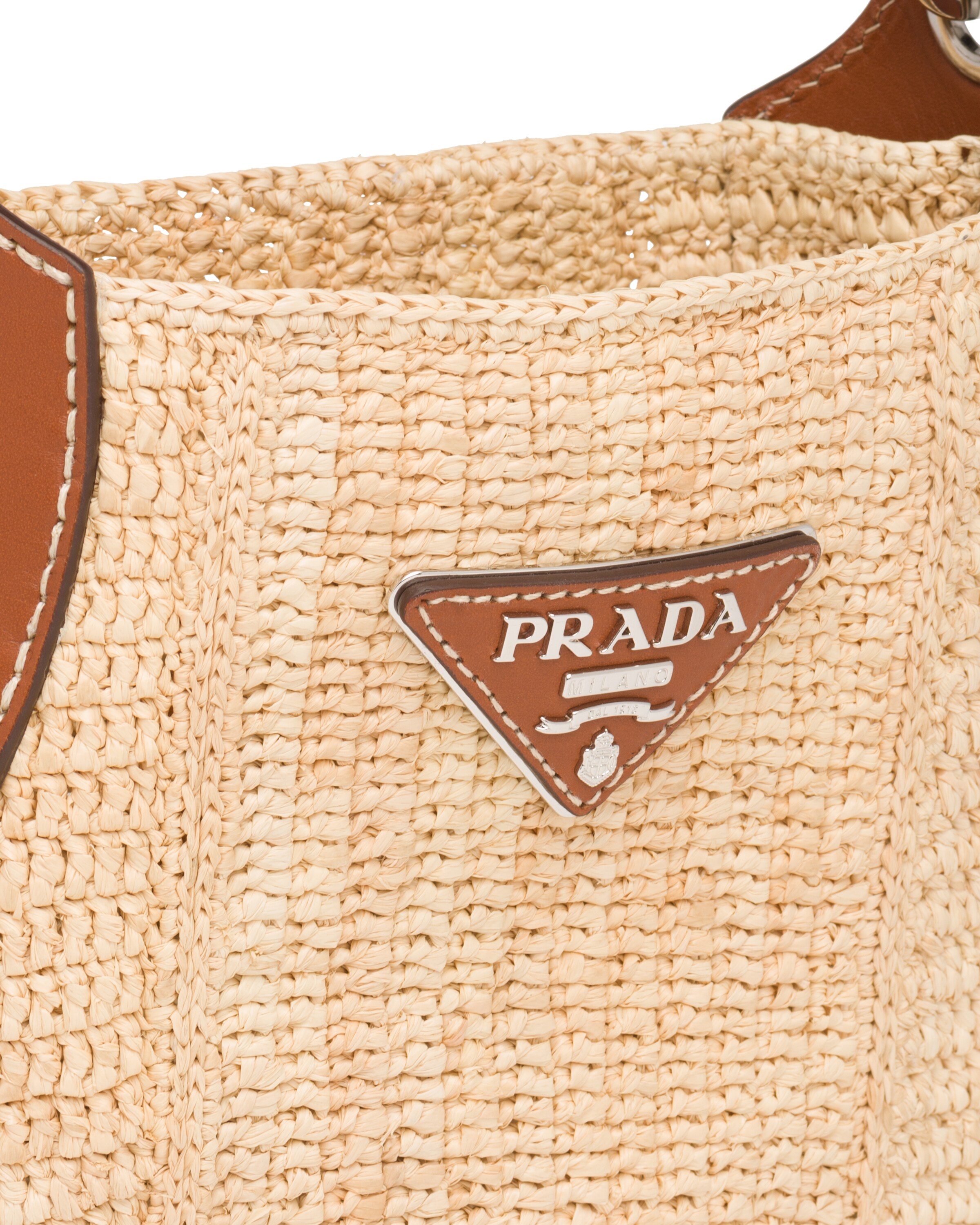 Raffia and Leather Bag Prada