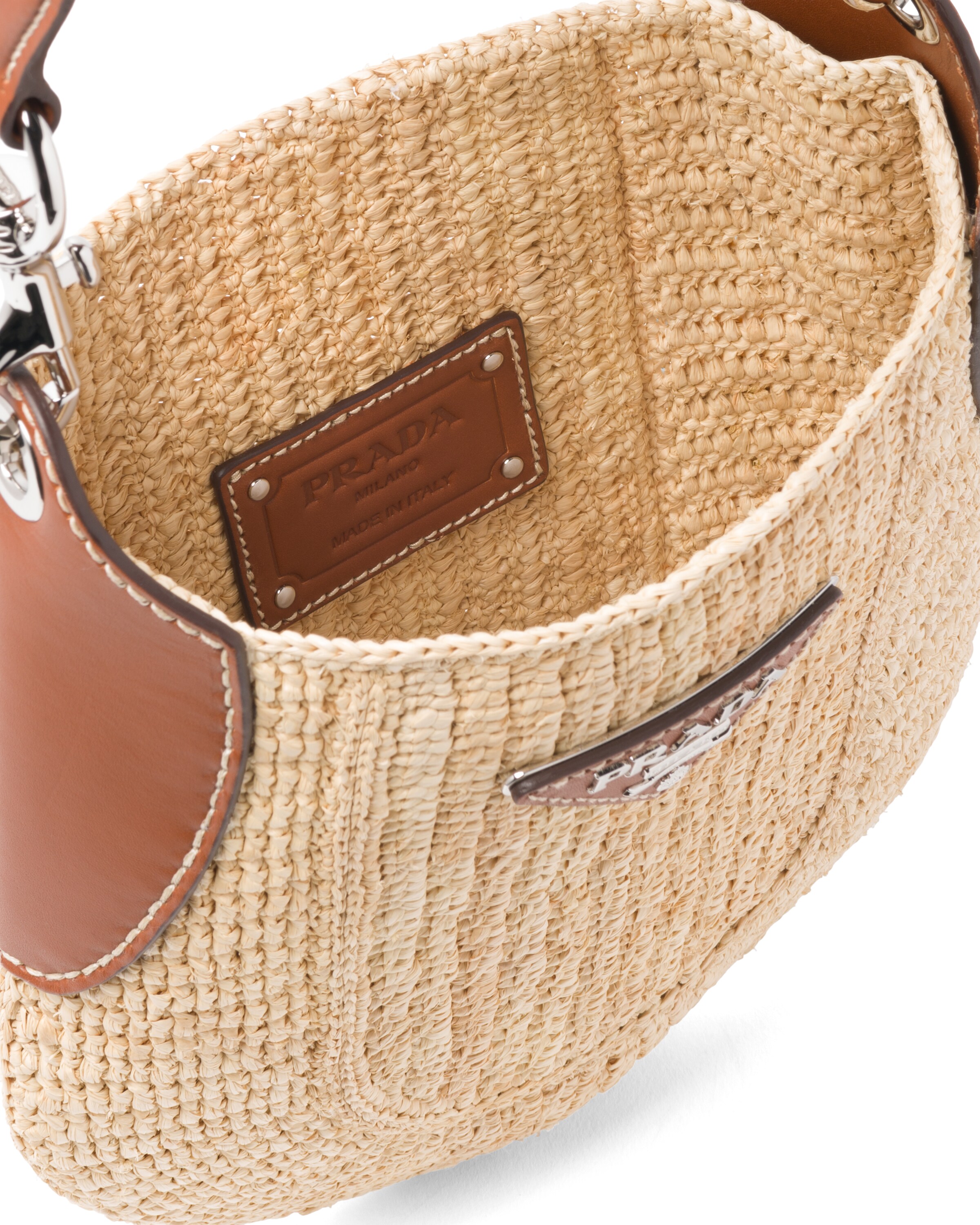 Raffia and Leather Bag Prada