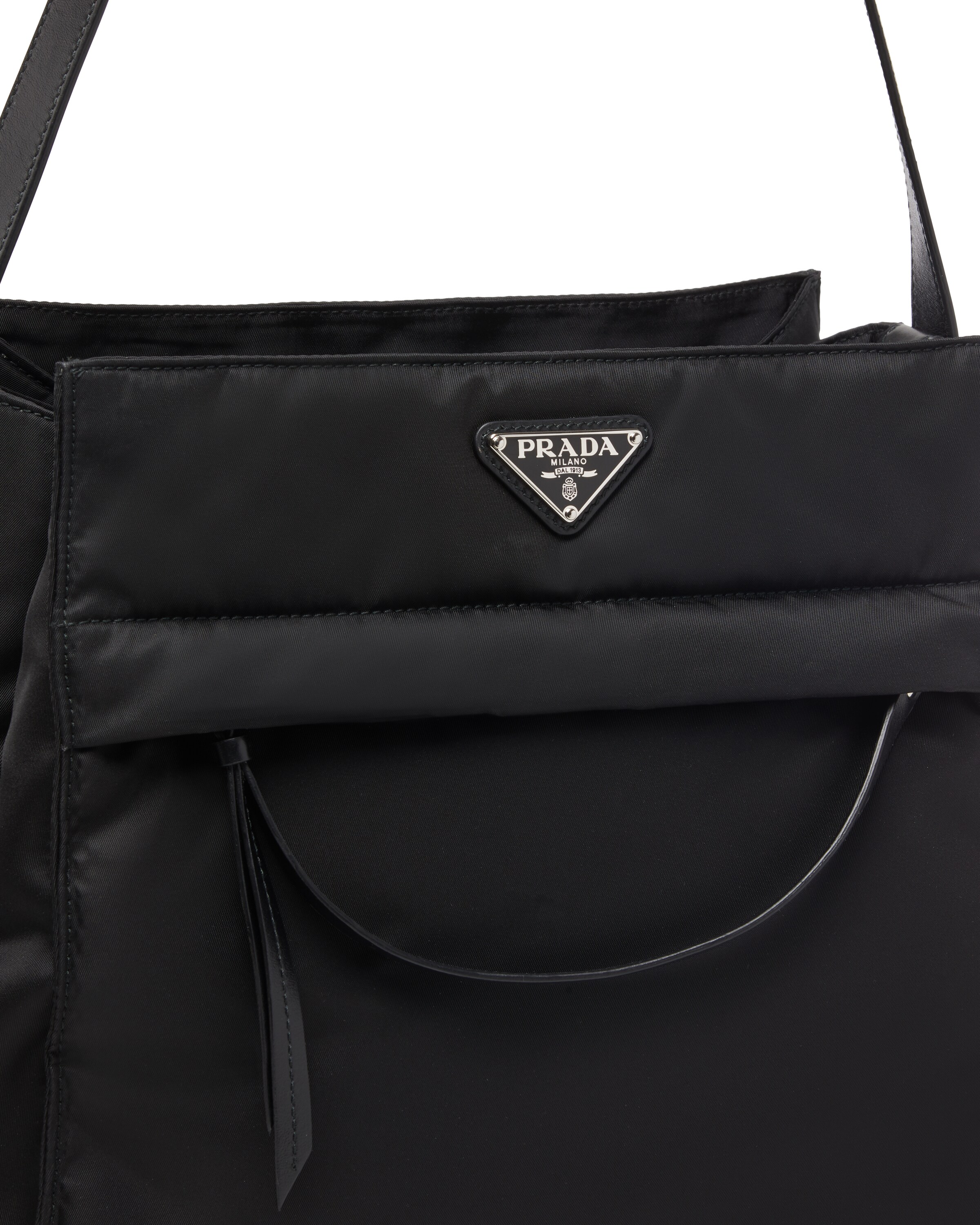 Black Padded nylon hobo bag Prada
