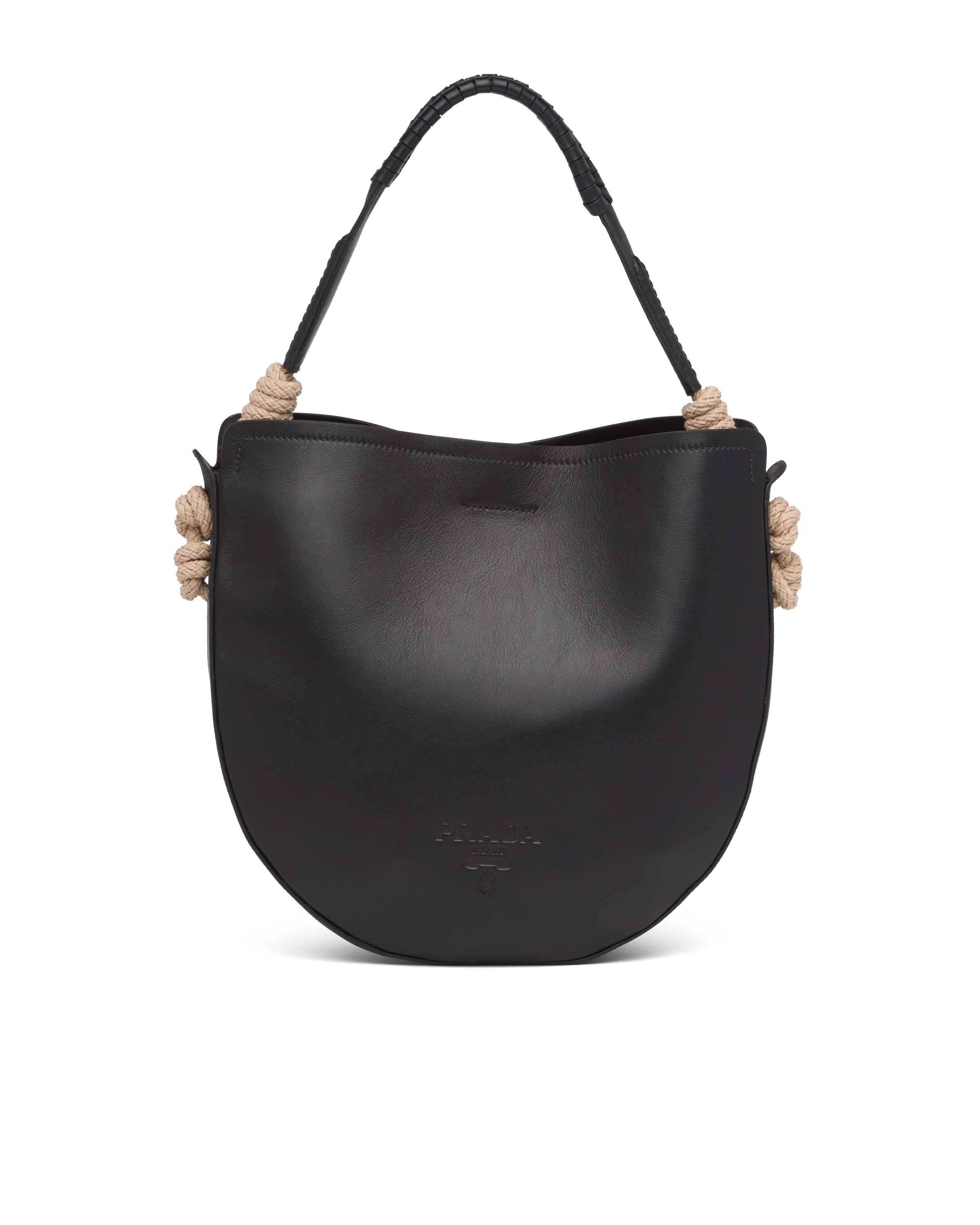 Leather Bag with Cord Details Prada