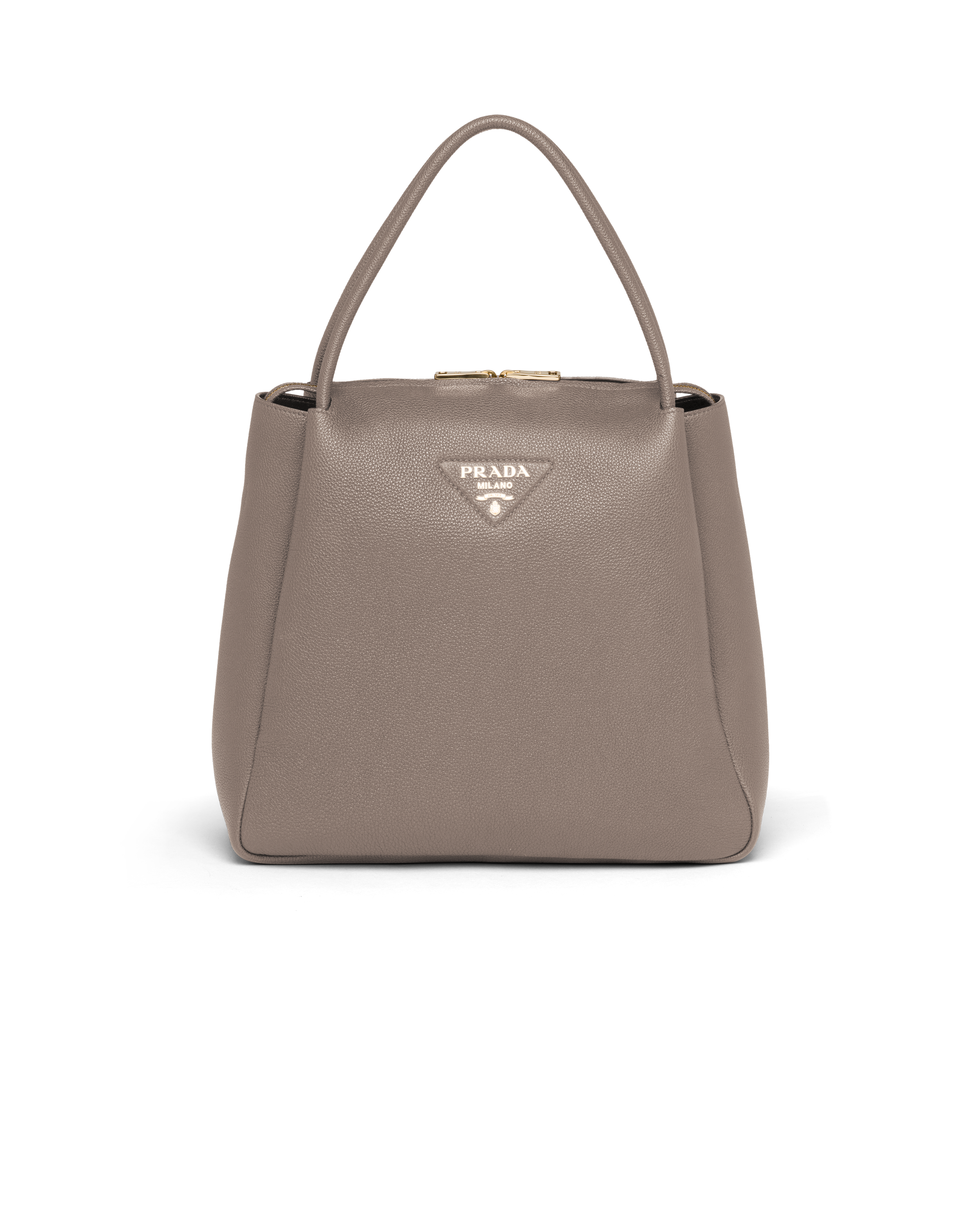 Bamboo Gray Medium Leather Handbag PRADA